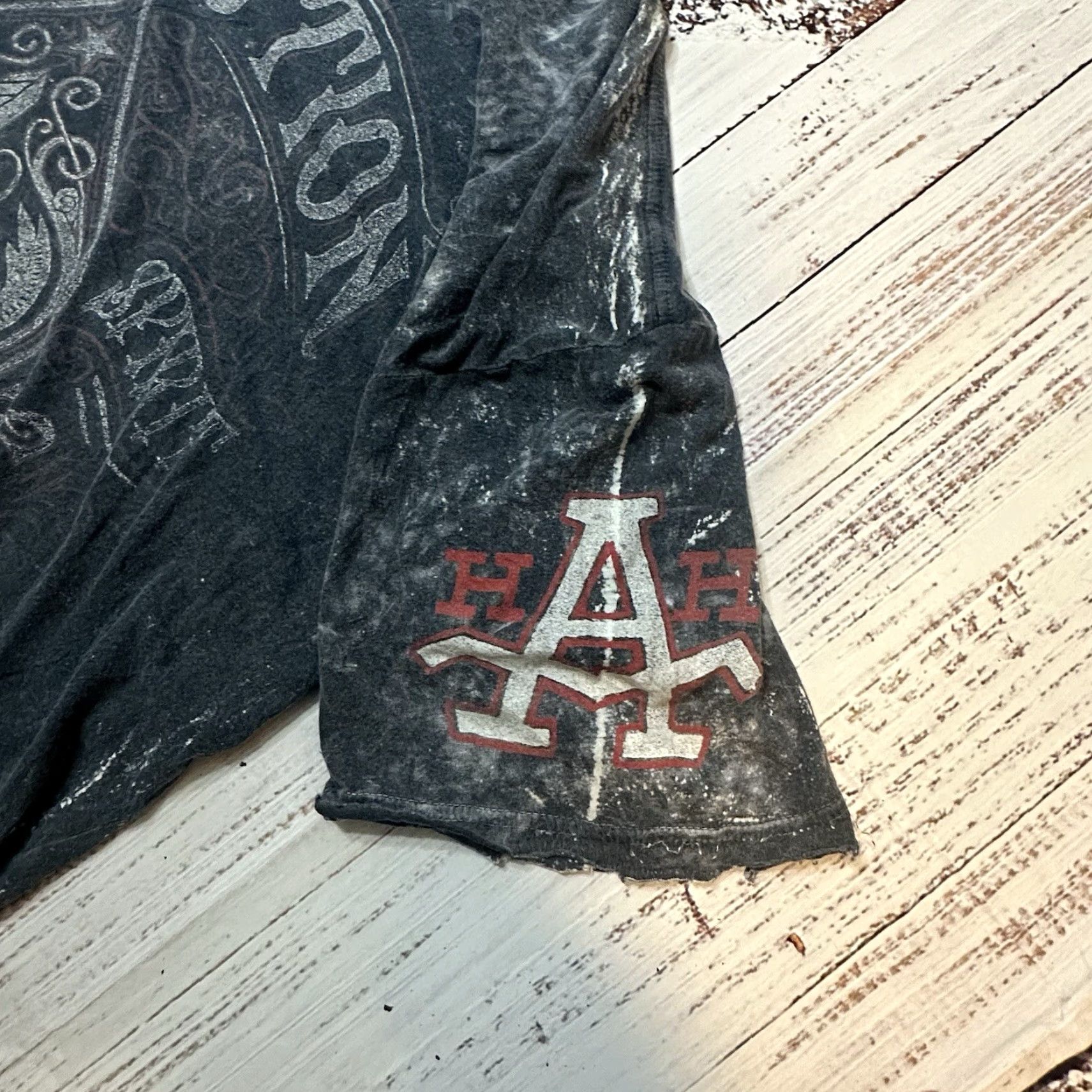 Affliction Affliction Crazy Thrashed AOP Skull Sword American Customs Men 2XL Shirt T-Shirt Short Sleeve Multicolor Graphic Print Mens Size US XXL / EU 58 / 5 - 7 Thumbnail