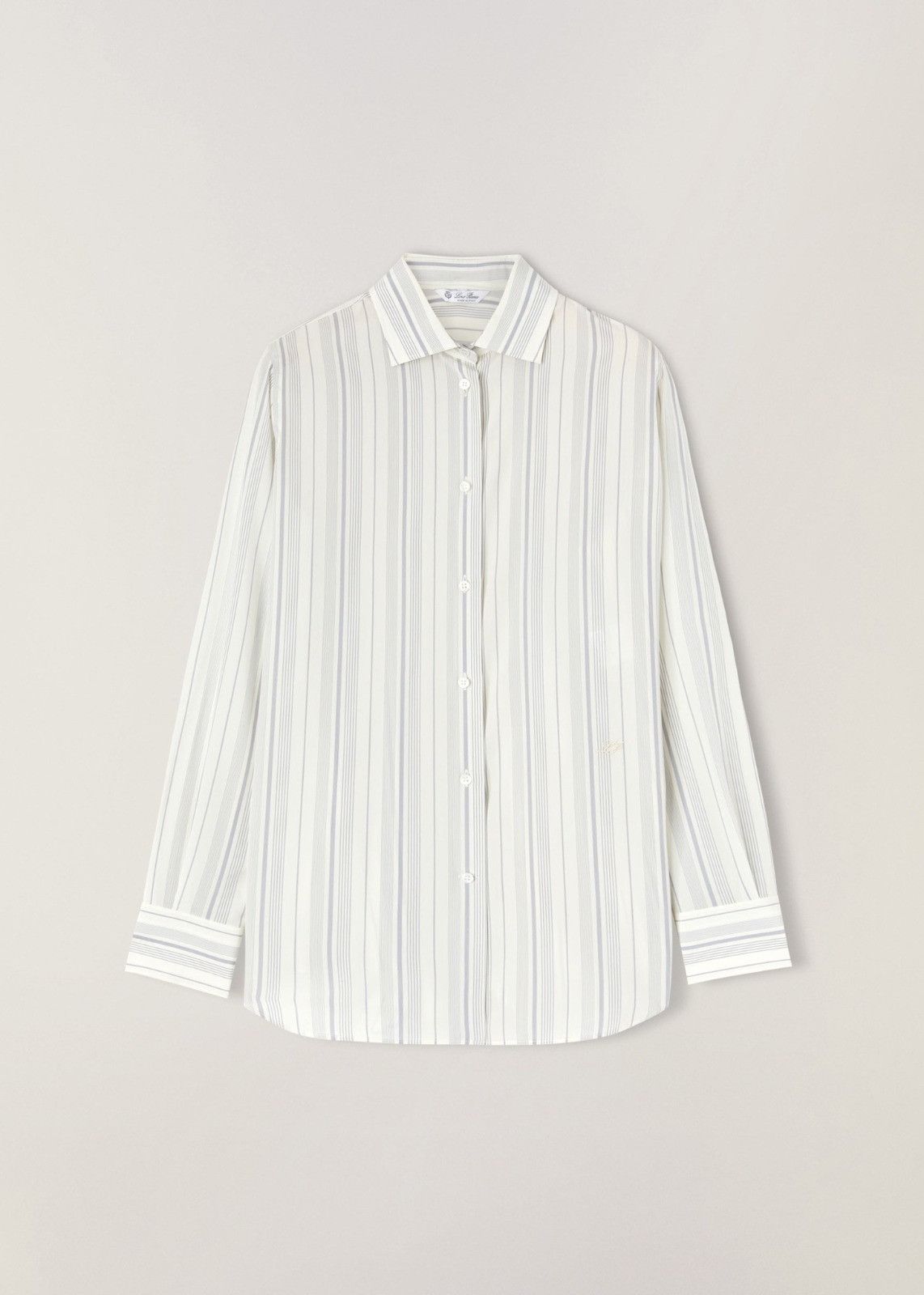 Loro Piana o1srvl11e0825 FAM9874 Iconic Shirt in White/Grey Size XS / US 0-2 / IT 36-38 - 1 Thumbnail