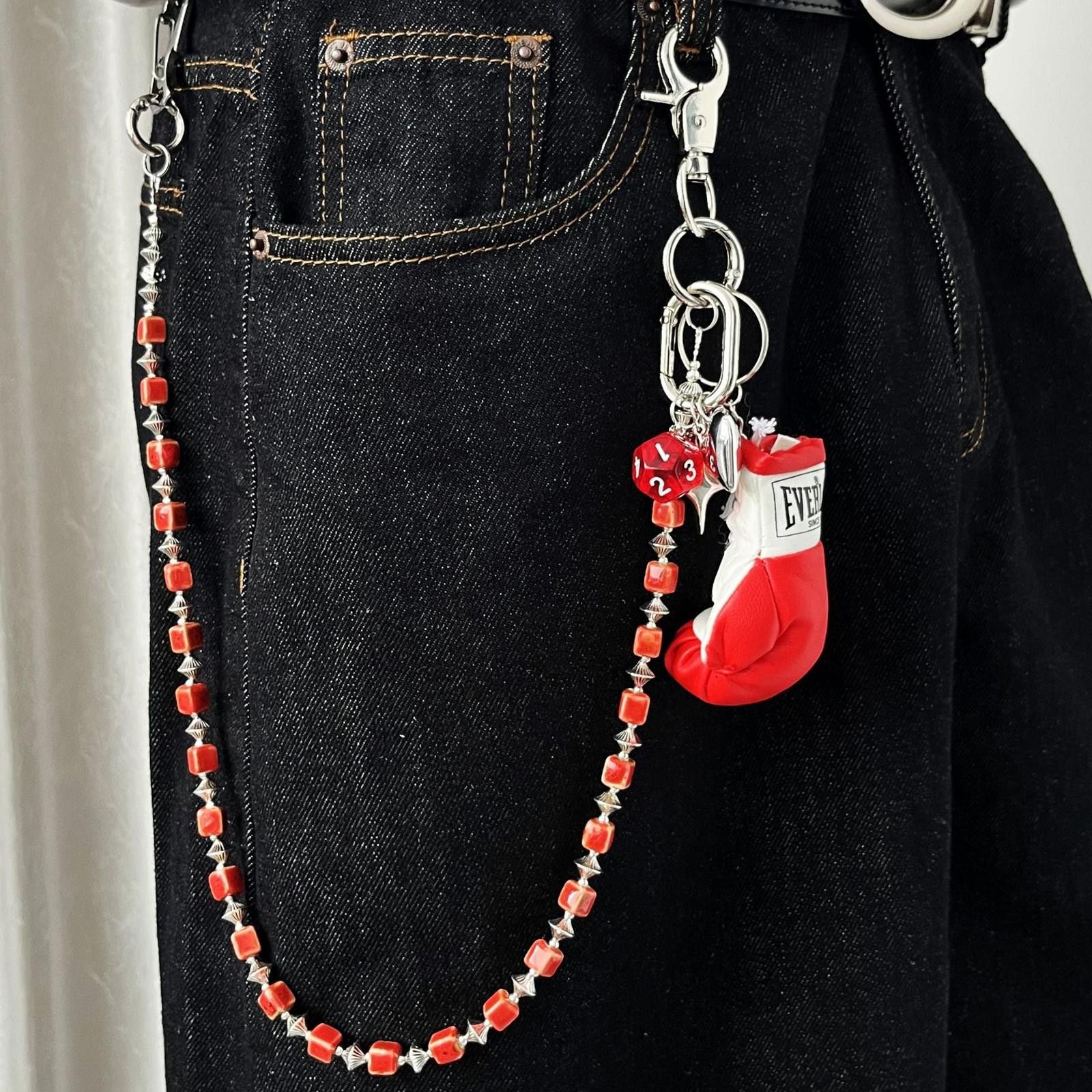 Jewelry Boxing Glove Wallet Chain, Beaded Accessory Size ONE SIZE - 6 Thumbnail
