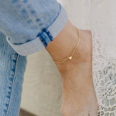 Other Gold Initial Ankle Bracelet 14K Gold Plated Letter J Size ONE SIZE - 4 Thumbnail