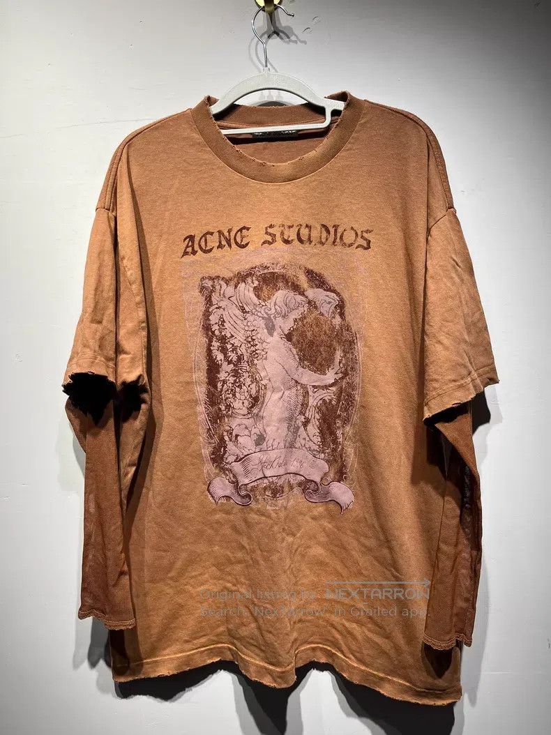 Acne Studios Acne Studios Printed Tulle Edge Round Neck Fake Two-piece Size XXS / US 00 / IT 34 - 1 Thumbnail