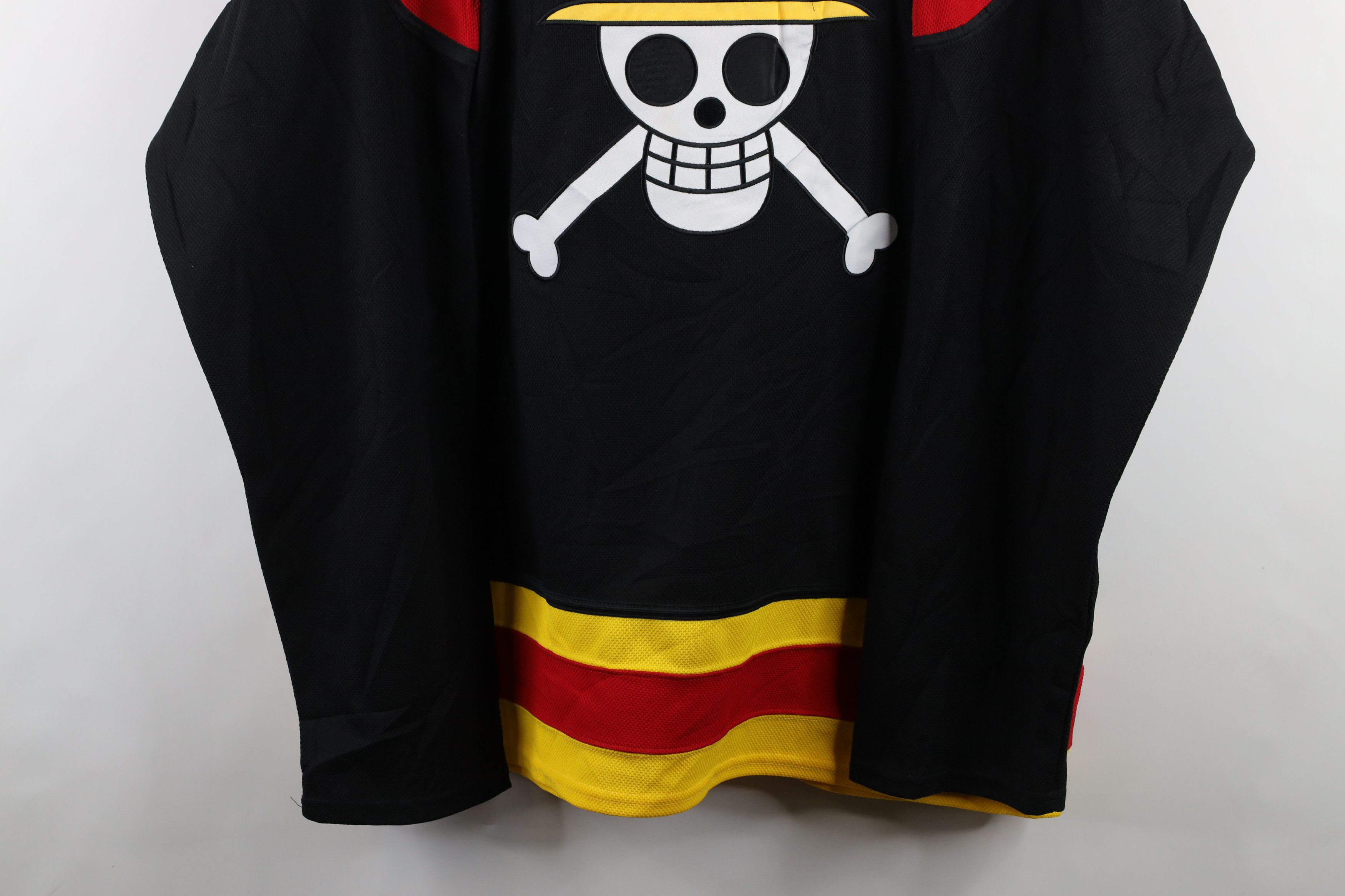 Vintage One Piece Manga Luffy Hockey Jersey Skull Black