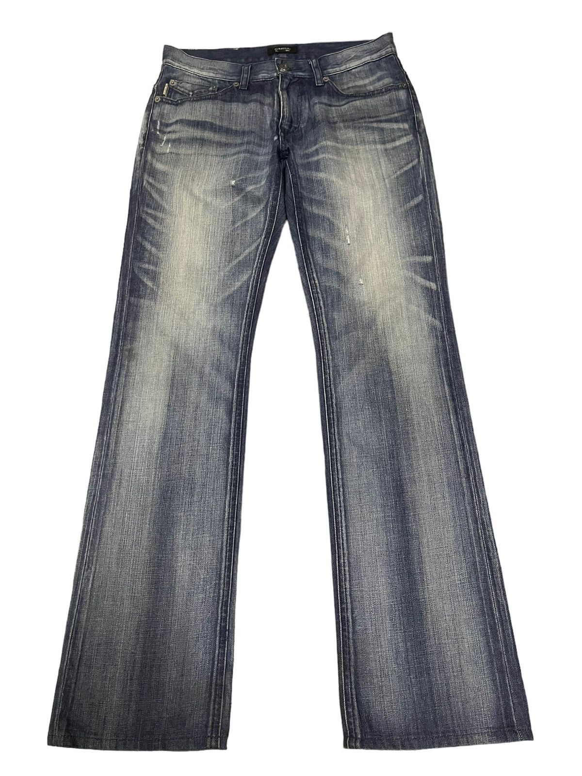 Burberry Bootcut Jeans Black Label Flare Flap Pockets Size 79