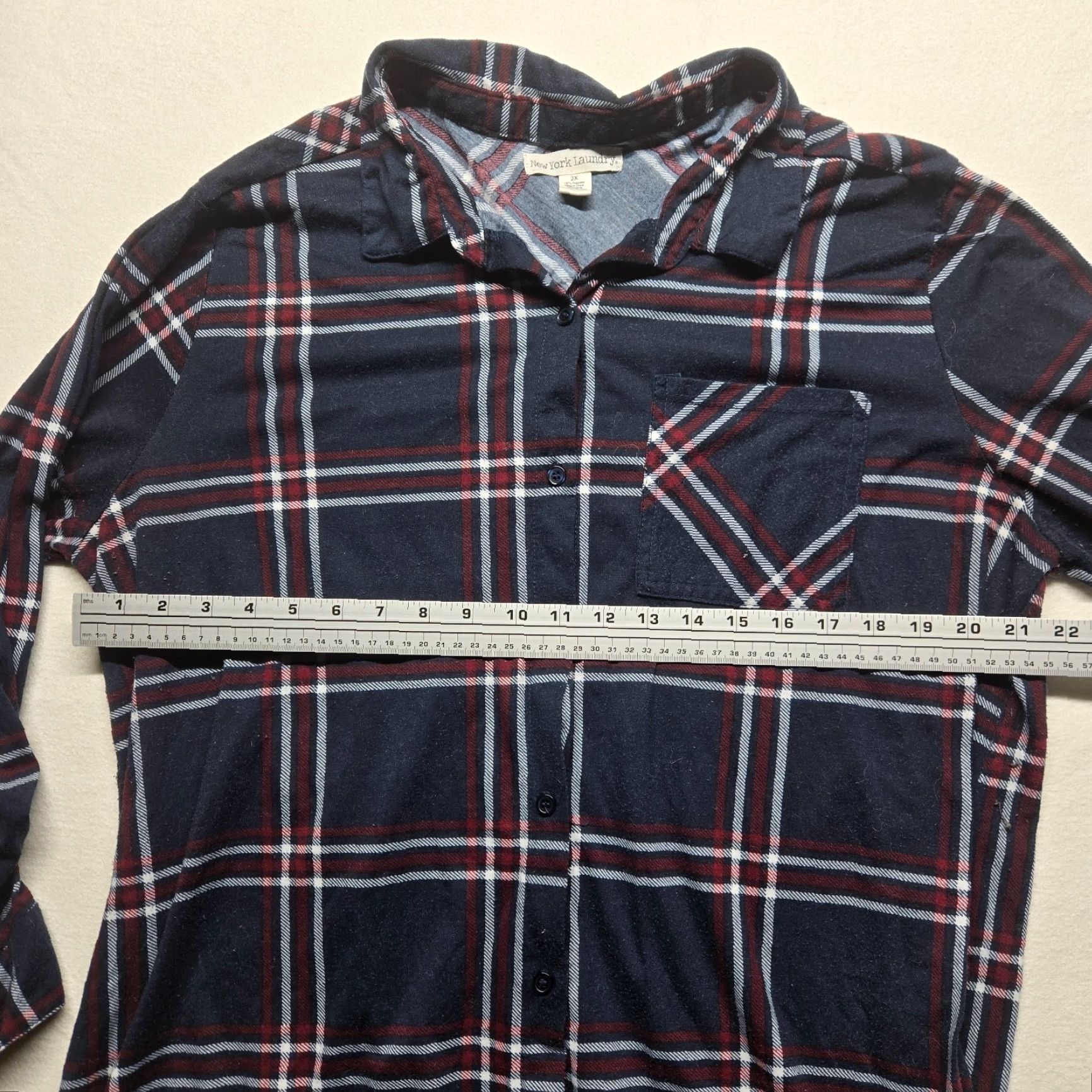 Vintage VINTAGE New York Laundry Shirt Plaid Button-Up Womens 2XL Navy Blue (Adult) - Plus Size, Blue, 2X, Womens Size XXL / US 16-18 / IT 52-54 - 4 Thumbnail