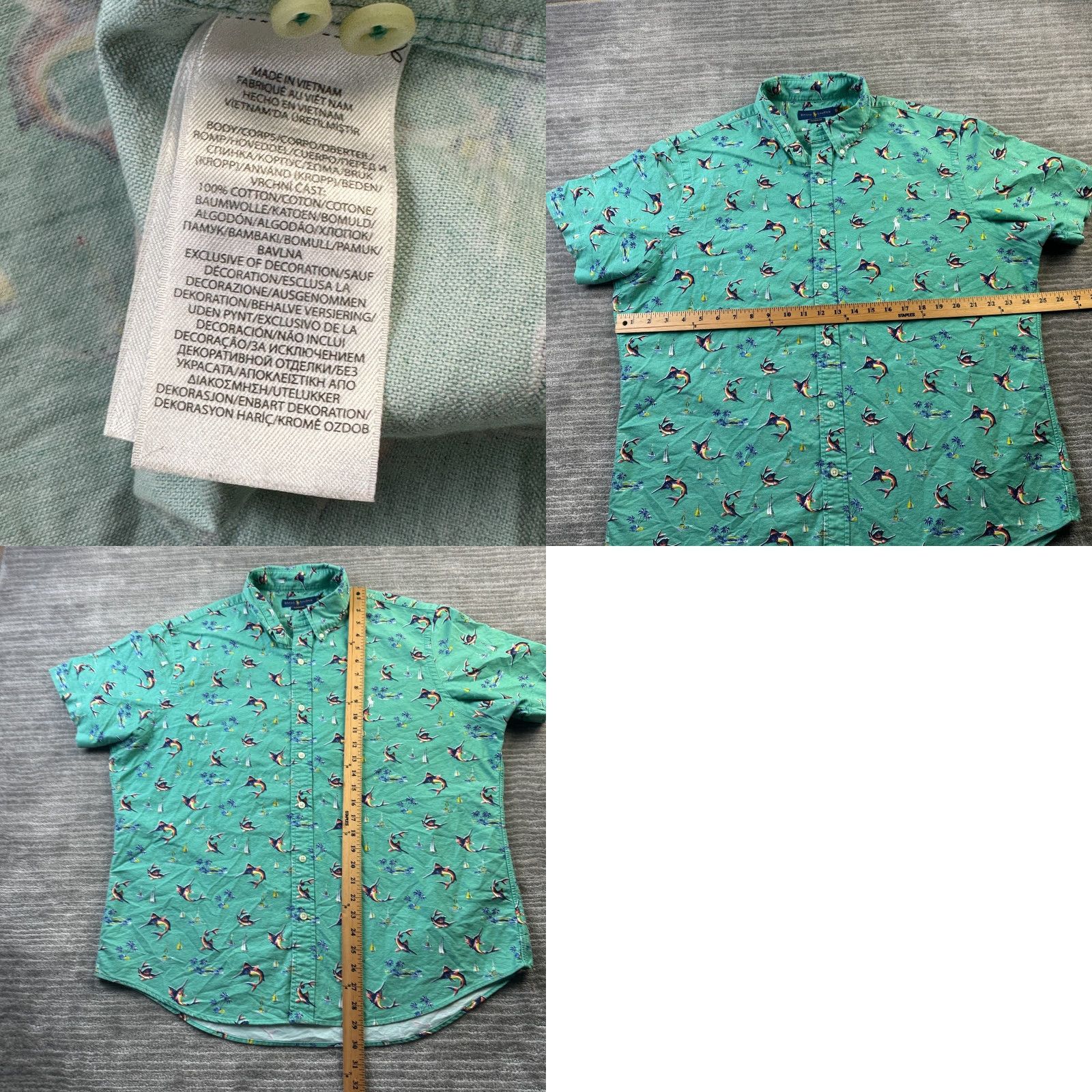 Marine Layer Ralph Lauren Shirt Mens XL Green All Over Print Button Up Oxford Shirt Size US XL / EU 56 / 4 - 8 Thumbnail