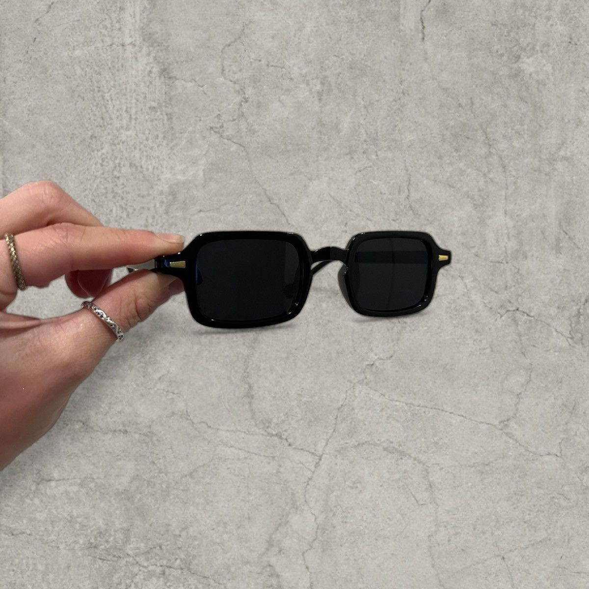 Japanese Brand UV400 square sunglasses in black with black lens. One size. Size ONE SIZE - 2 Thumbnail