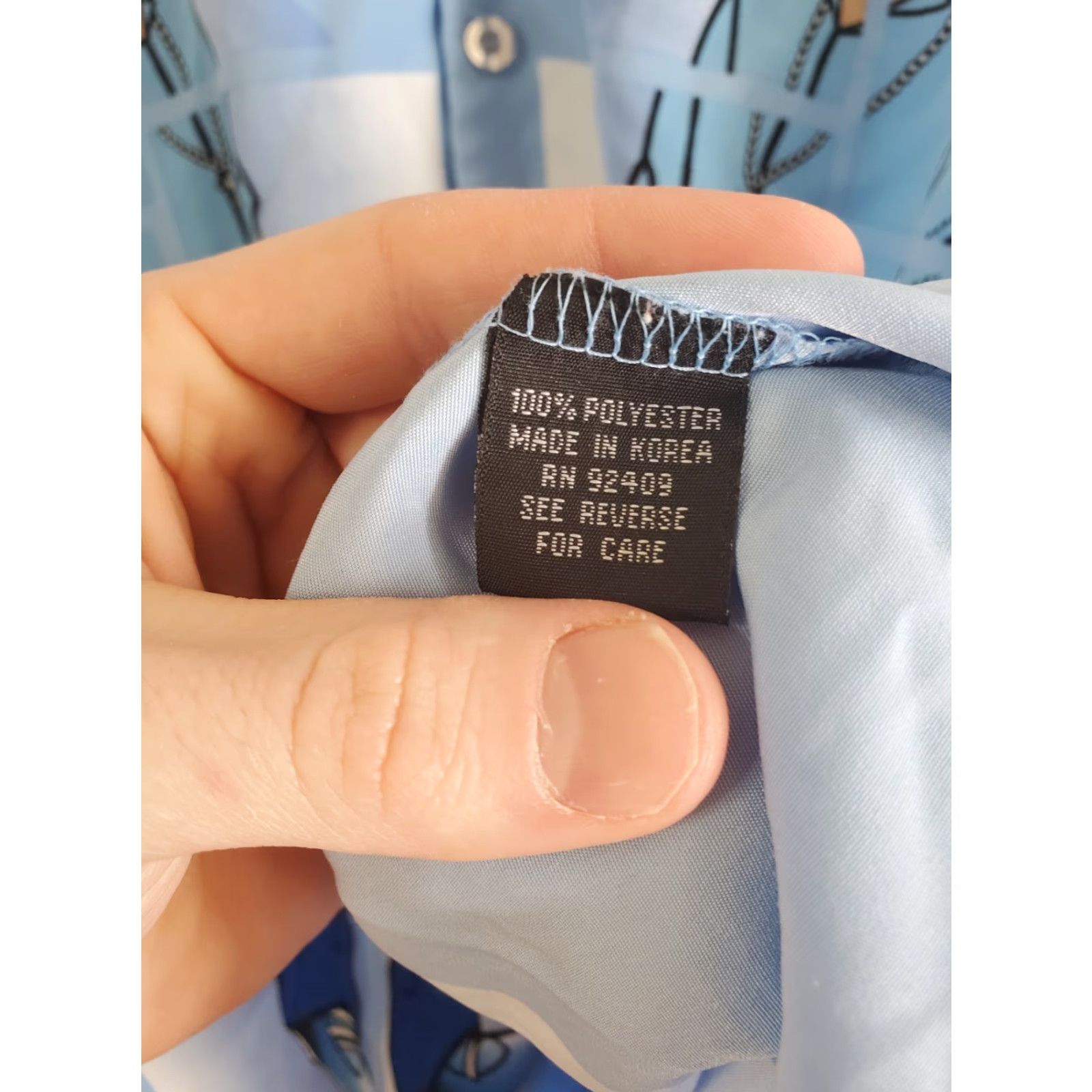 Vintage Blue Boy Men's Shirt XL Button-Up AOP Graphic Print Gangster Hip Hop Streetwear Casual Button-Down Long Sleeve Blue Size US XL / EU 56 / 4 - 4 Thumbnail