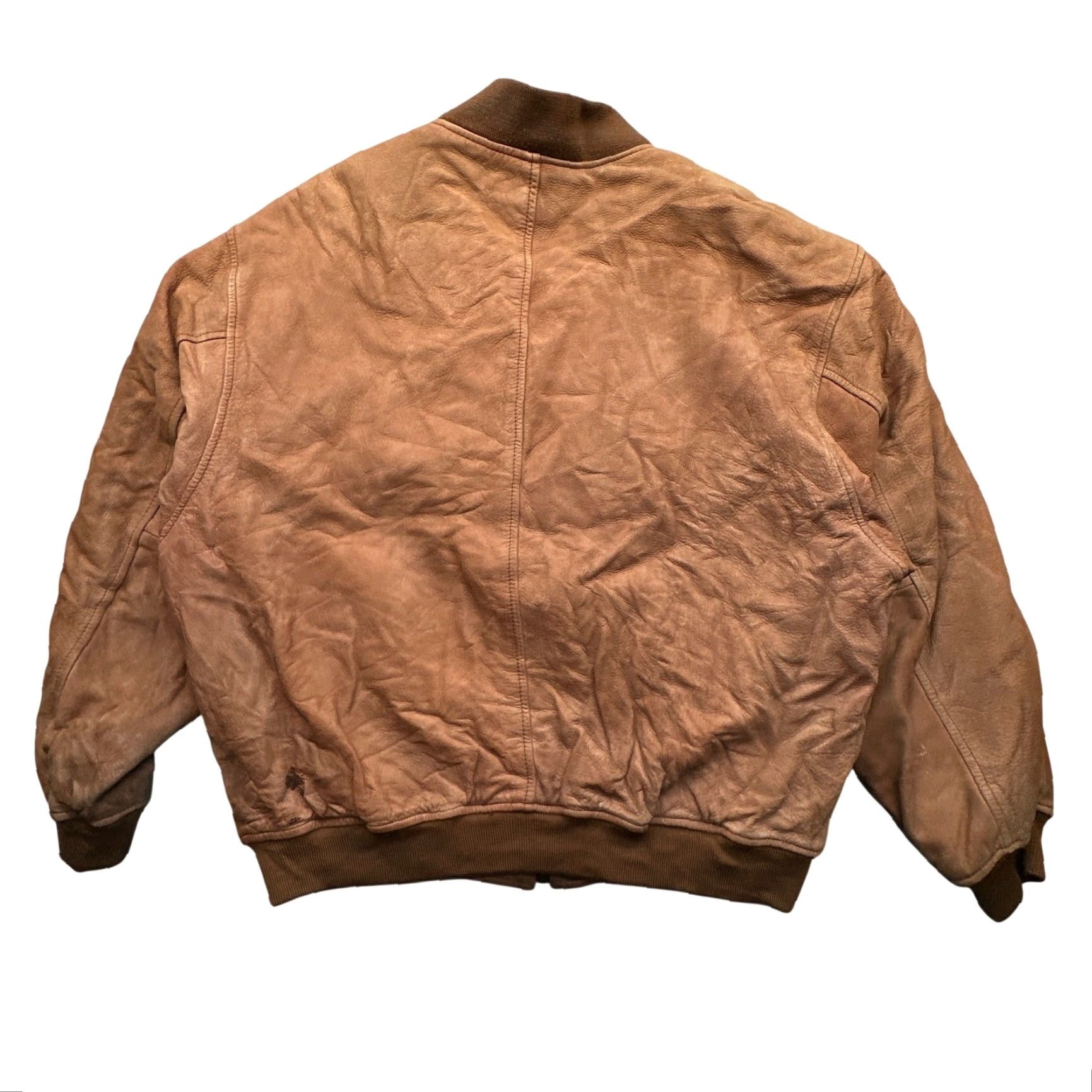 Vintage VINTAGE East Island Suede Leather Bomber Jacket Mens Large Brown Lined Bid Flight Aviator Full Zip Size US L / EU 52-54 / 3 - 2 Thumbnail