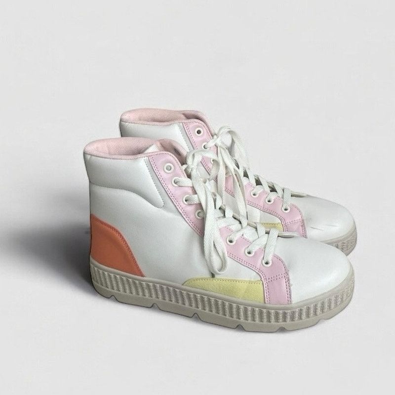 Other Berness Leather White Pastel Color Block Platform Sneakers Size US 8 / IT 38 - 1 Thumbnail