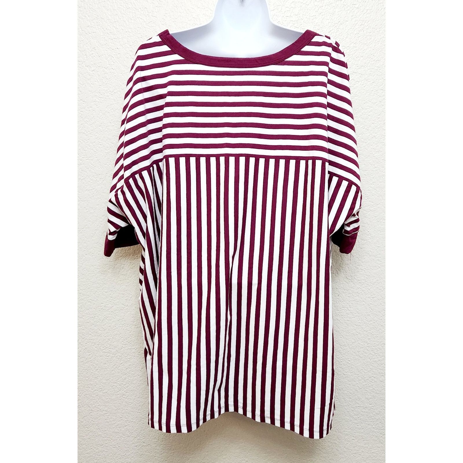 Other Woman Within Burgundy White Striped Top 26 28 2X Plus Size XXL / US 16-18 / IT 52-54 - 3 Thumbnail