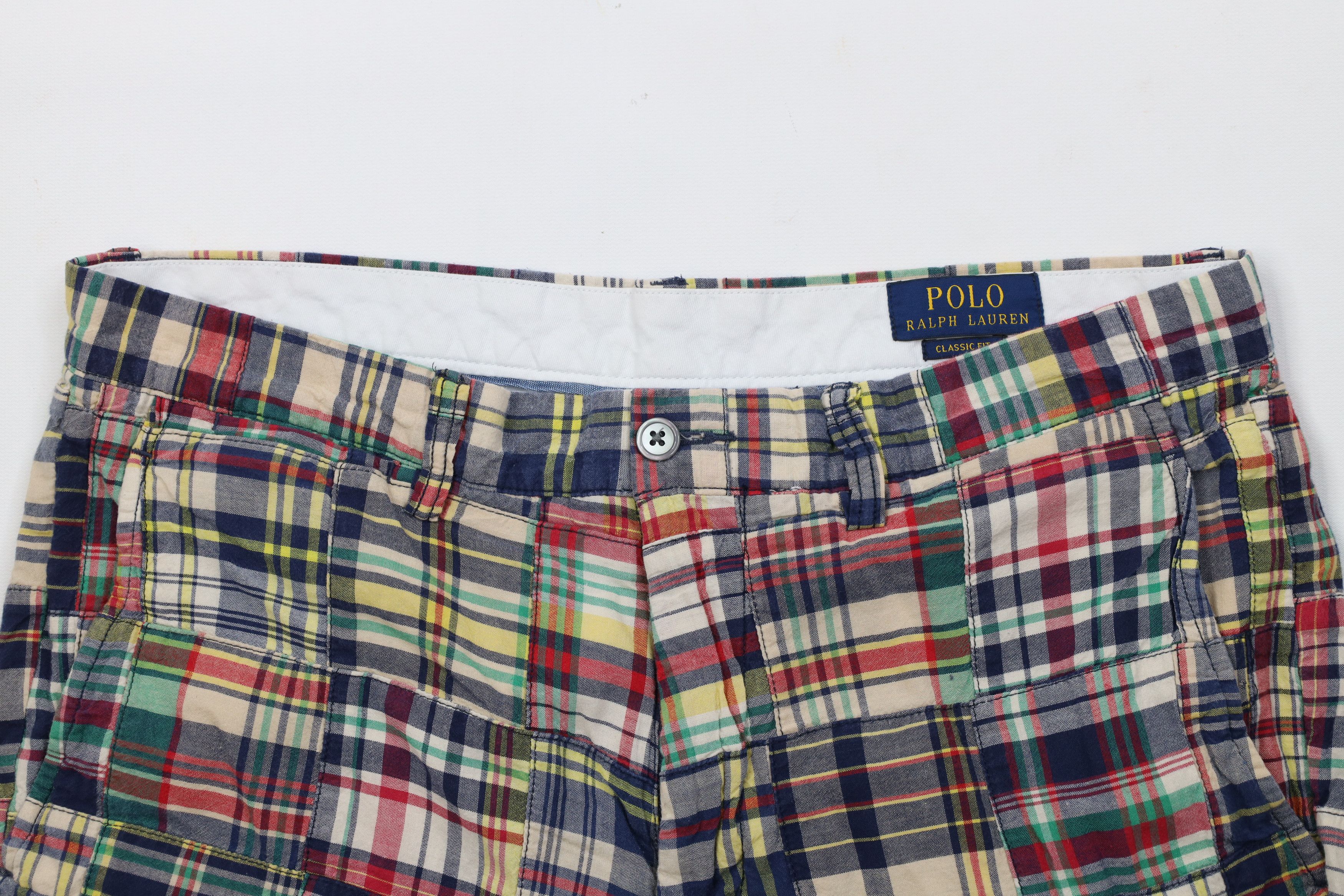 Ralph Lauren Vintage Y2K Ralph Lauren Patchwork Madras Plaid Chino Shorts Size US 32 / EU 48 - 2 Thumbnail