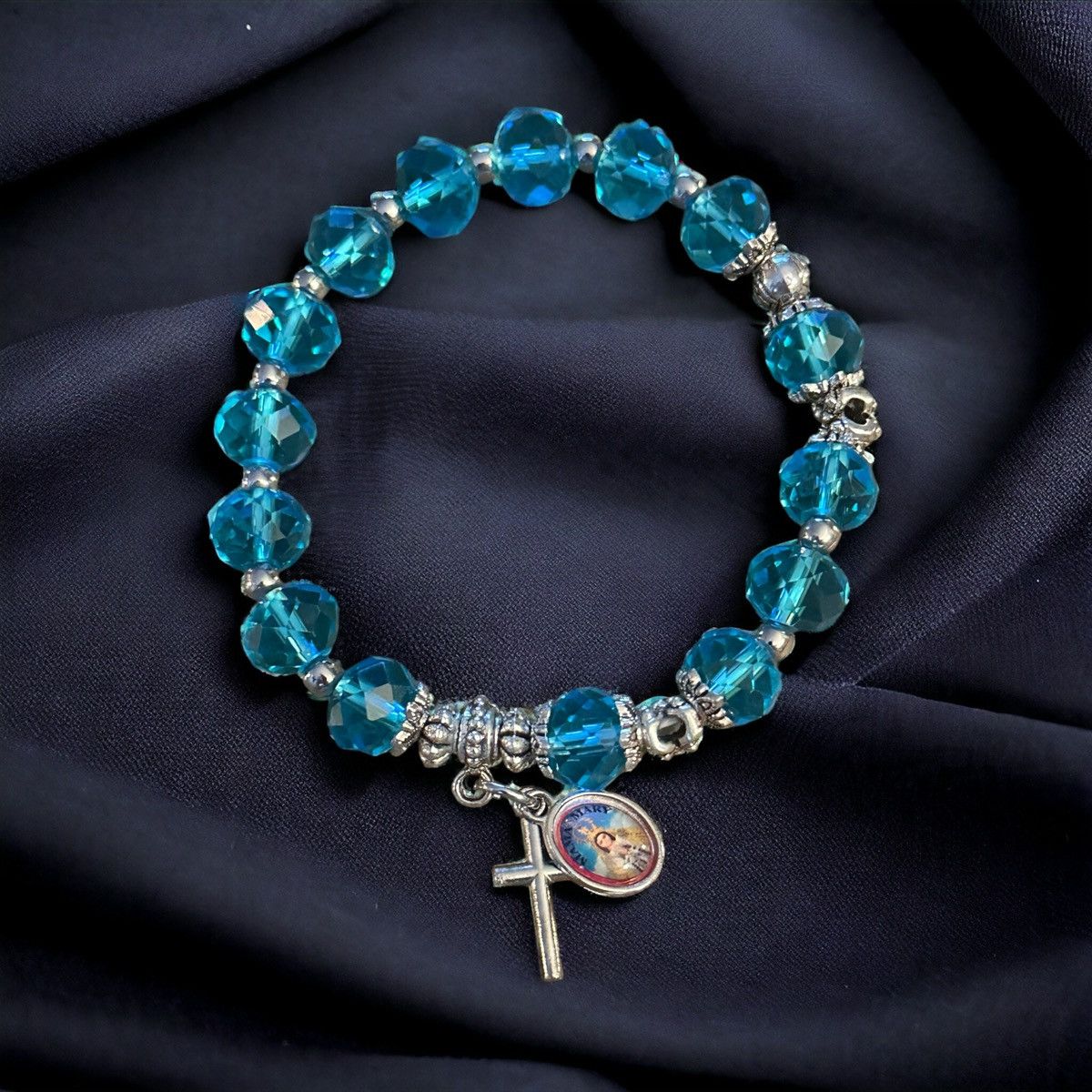 Other March birthstone rosary crystal bead bracelet Size ONE SIZE - 1 Thumbnail