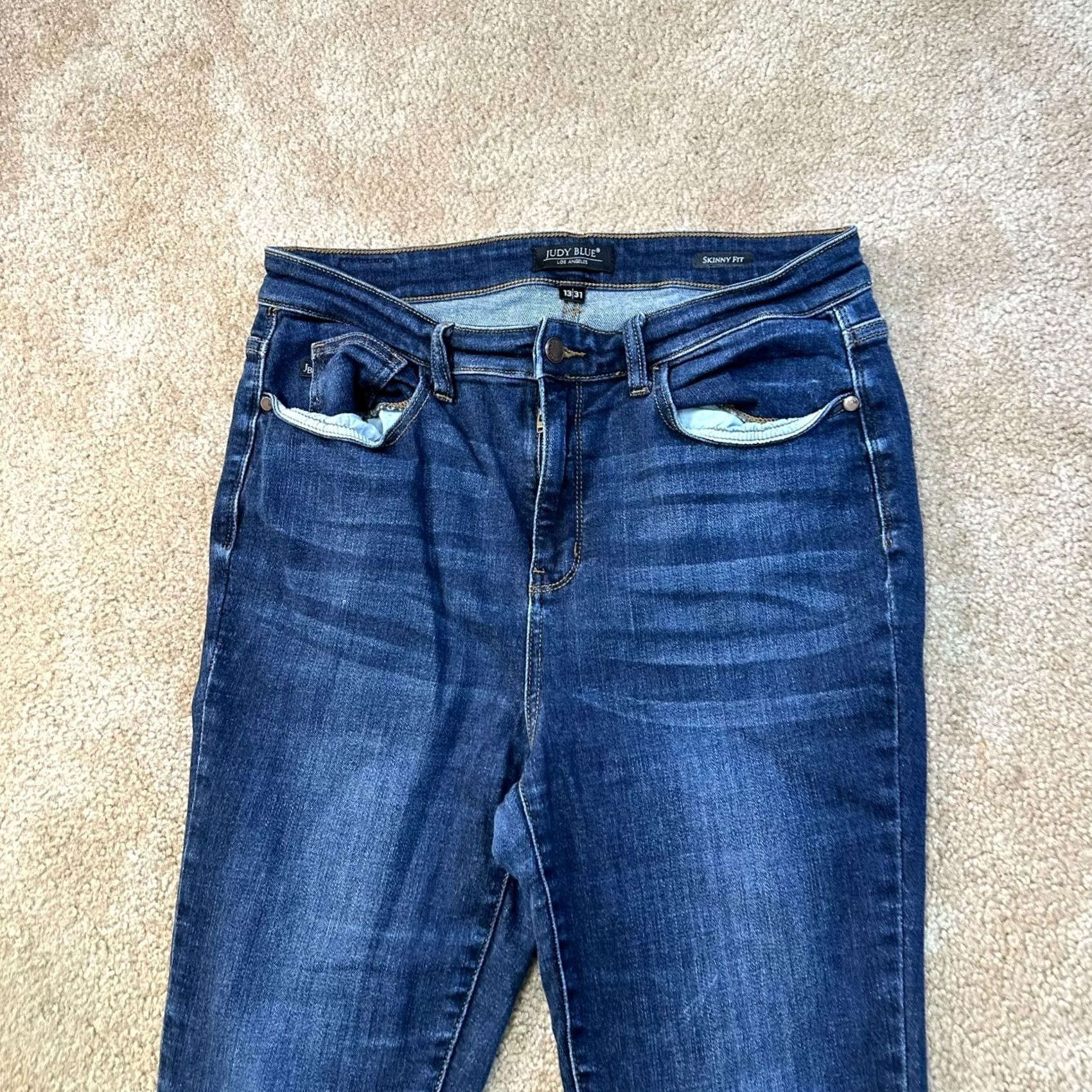 Vintage Judy Blue Jeans Women's 13/31 Skinny High Rise Denim 5-Pocket Stretch Blue Denim Casual Pants (Juniors) Mens Womens Size 34" / US 12 / IT 48 - 2 Thumbnail