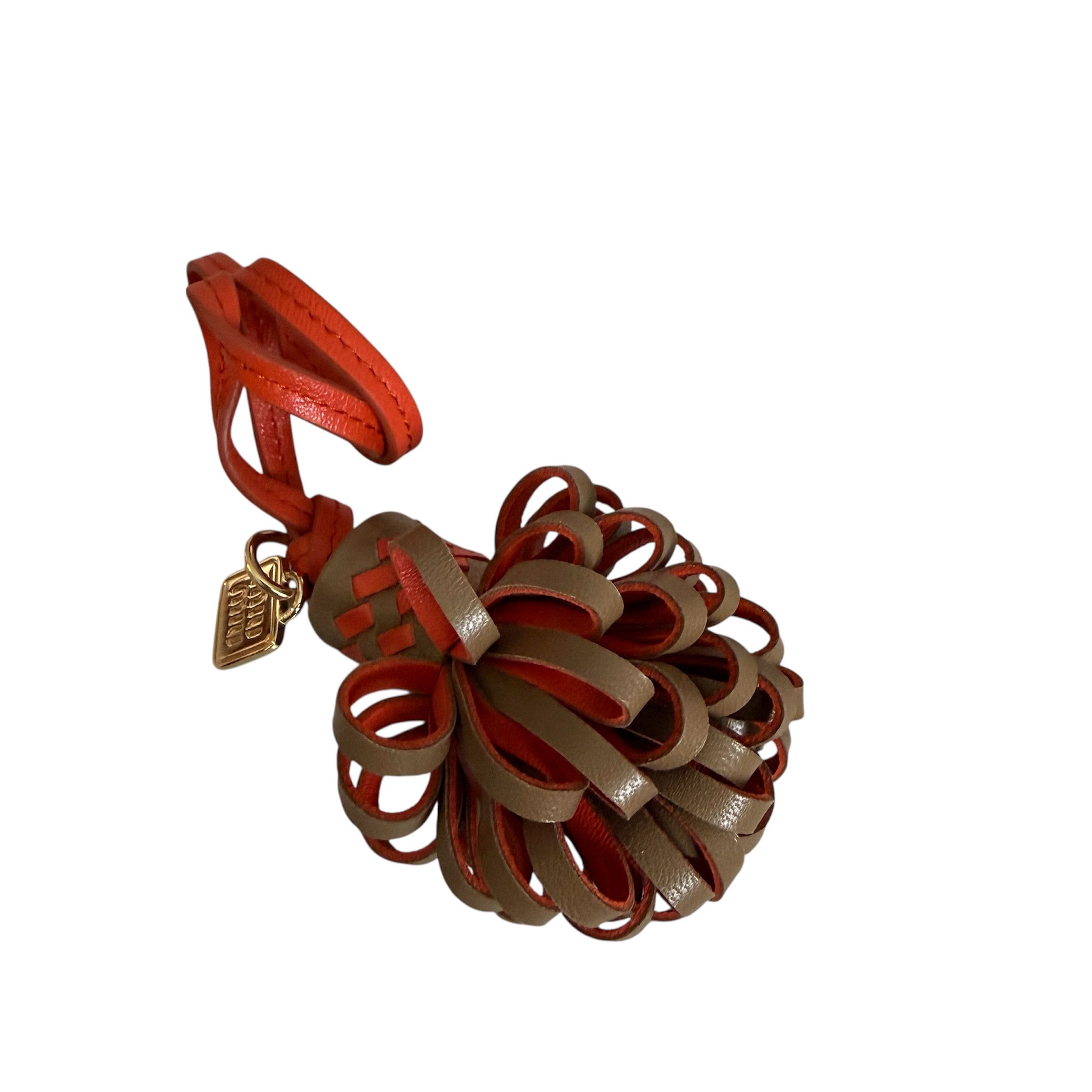 Miu Miu Miu Miu 5TL540 Leather Bag Charm Bag Trick in Orange, Olive Size ONE SIZE - 3 Thumbnail