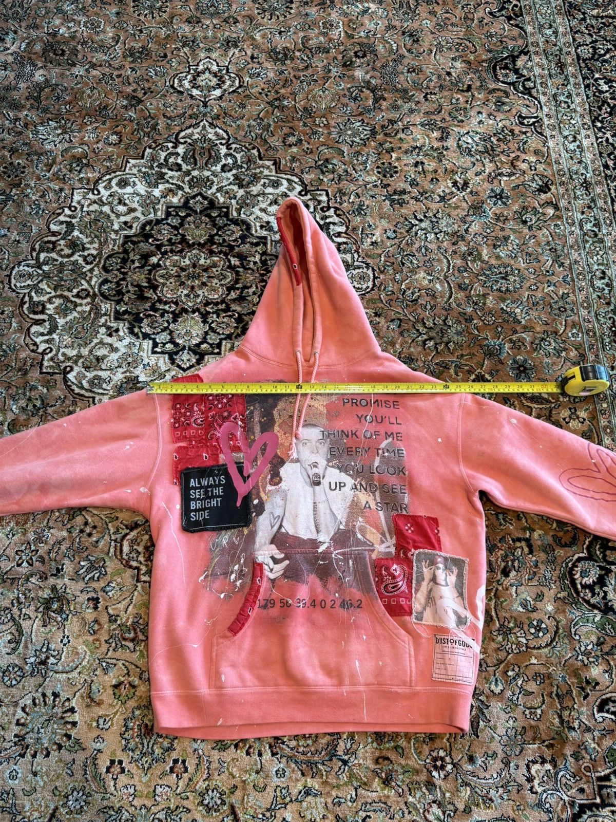 Other DUST OF GODS “1999” Hand-Distressed 1-of-1 Pink Hoodie Size US L / EU 52-54 / 3 - 10 Thumbnail