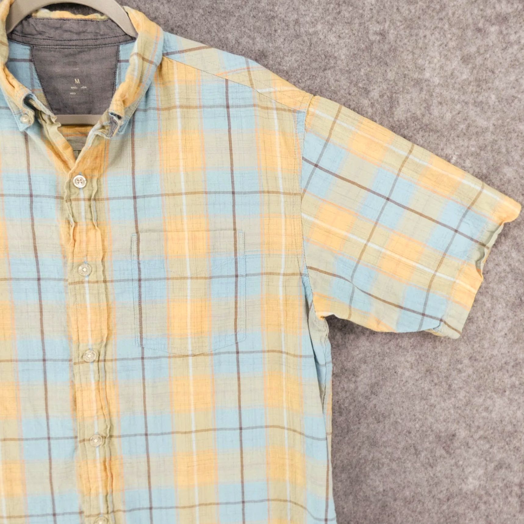 Vintage Bob Timberlake Shirt Mens Medium Short Sleeve Button Up Yellow Plaid Pattern Classic Cotton Blend Size US M / EU 48-50 / 2 - 6 Thumbnail