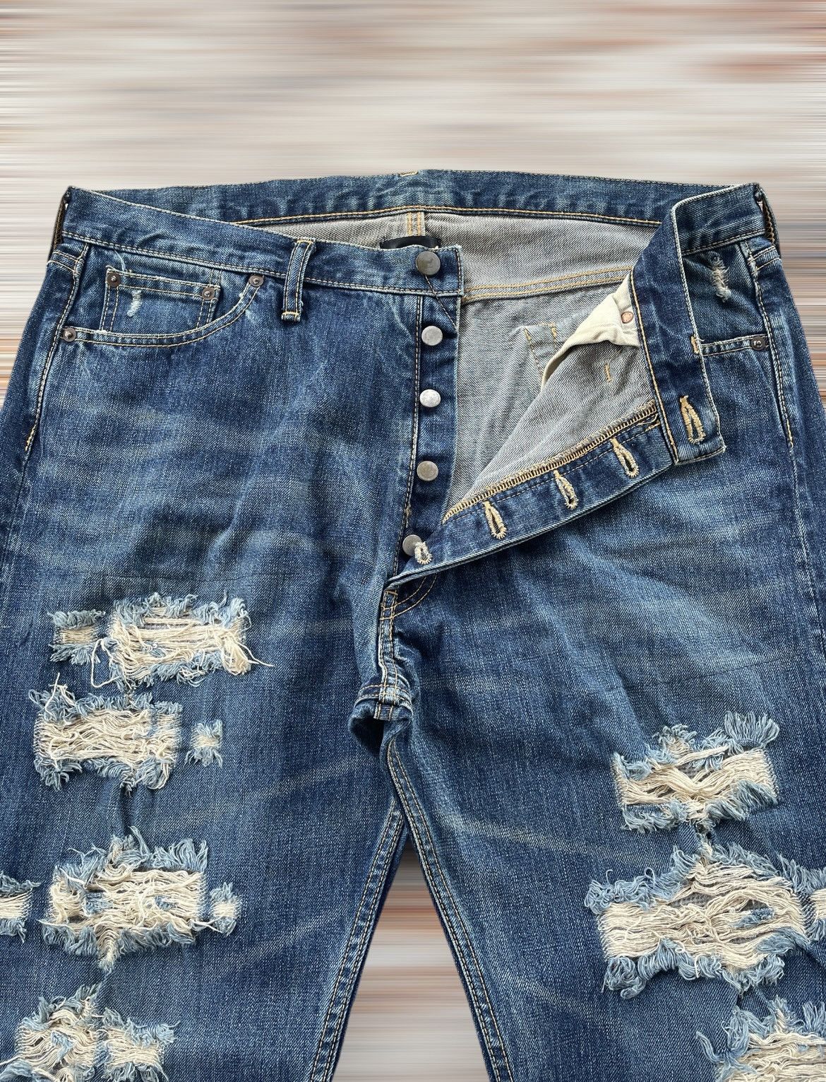 Designer × Fashion Victim × Japanese Brand VICTIM JAPAN DISTRESSED JEANS Size US 37 - 4 Thumbnail