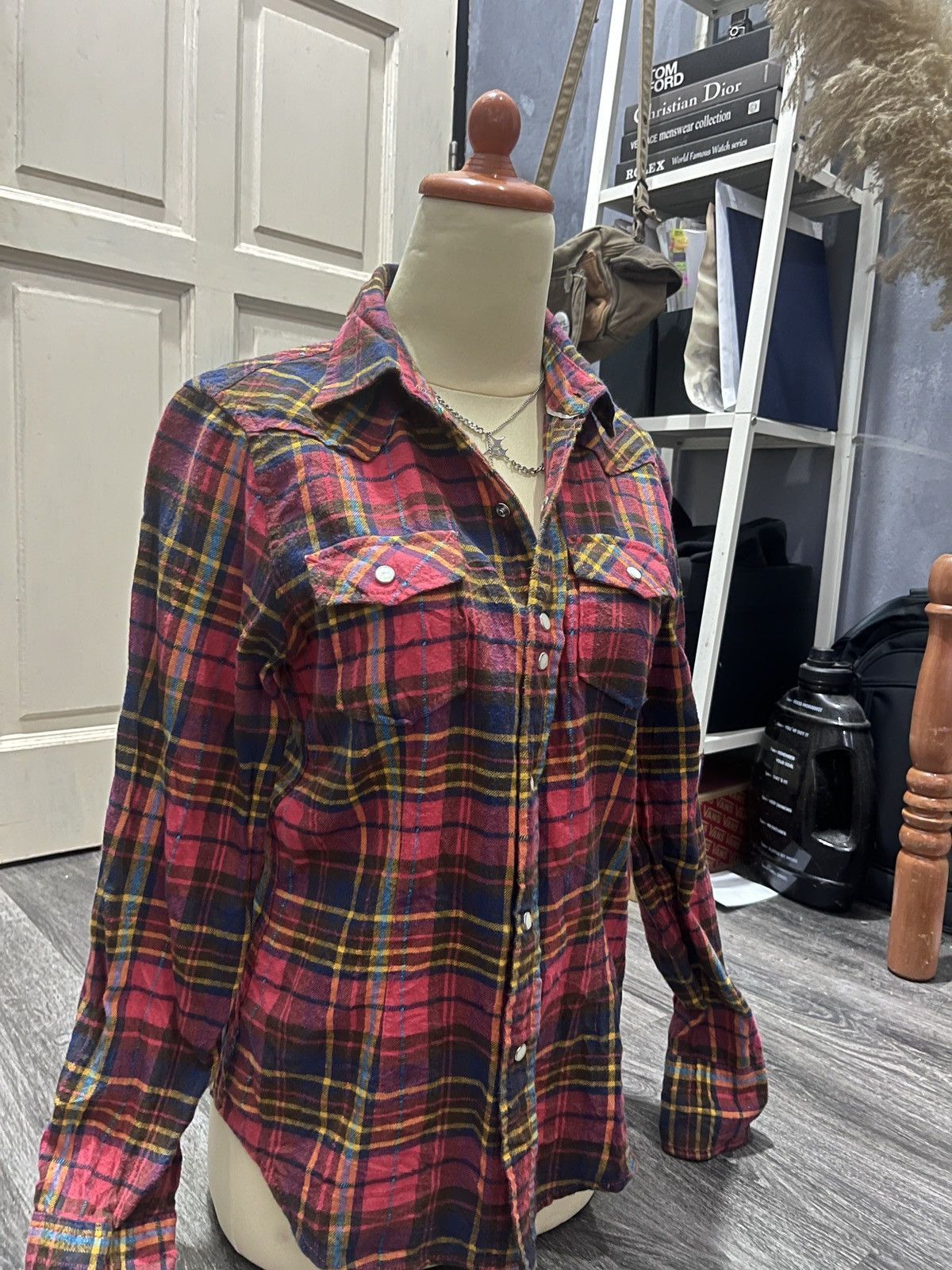 Hysteric Glamour Back Number Women Flannel Shirt Size L / US 10 / IT 46 - 15 Thumbnail