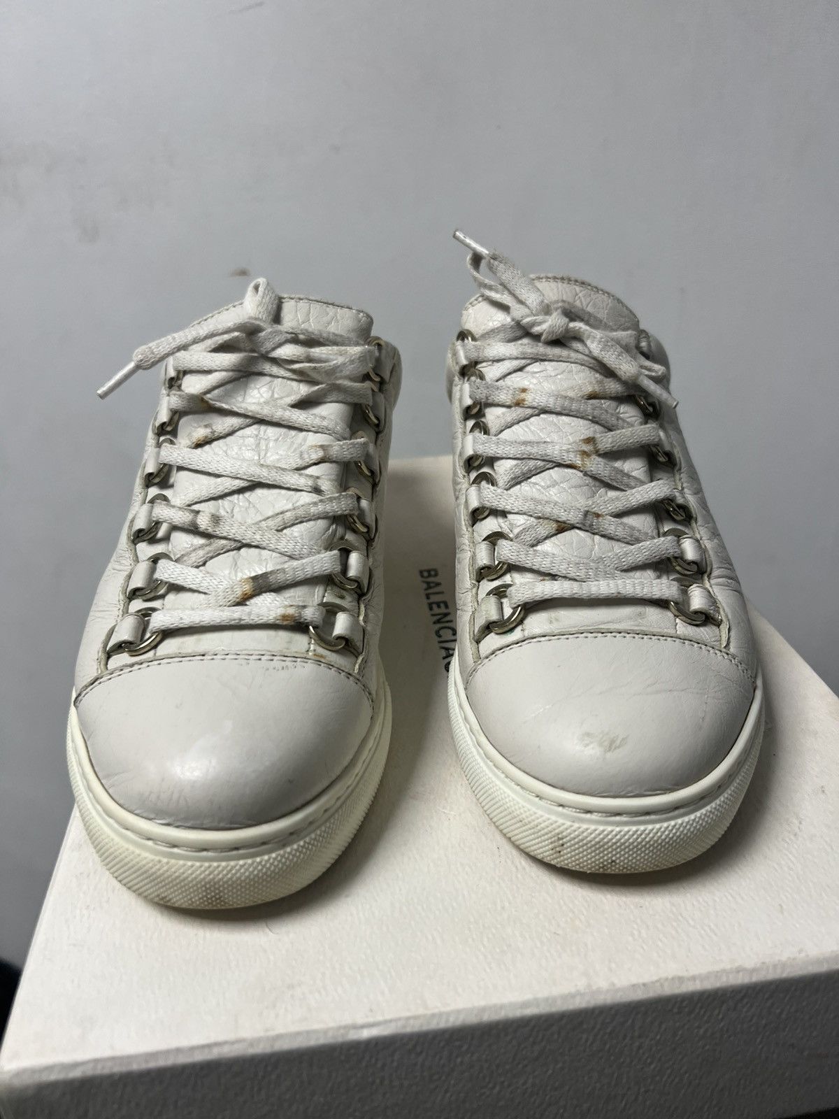 Balenciaga Balenciaga Arena Low Top Sneaker White Leather Size US 7.5 / EU 40-41 - 4 Thumbnail