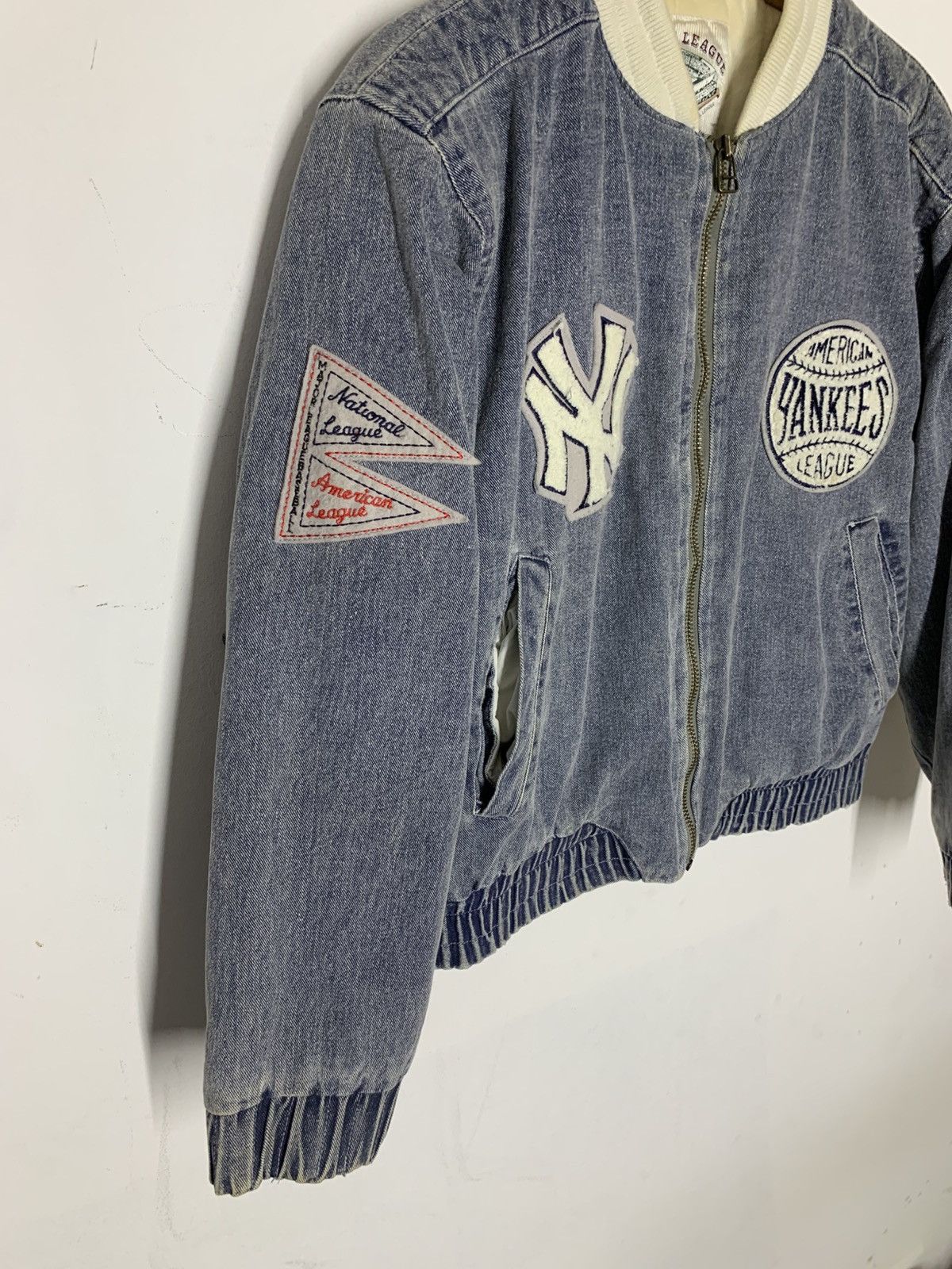 MLB Vintage MLB NY Yankees Denim Bomber Jacket Size US L / EU 52-54 / 3 - 5 Thumbnail