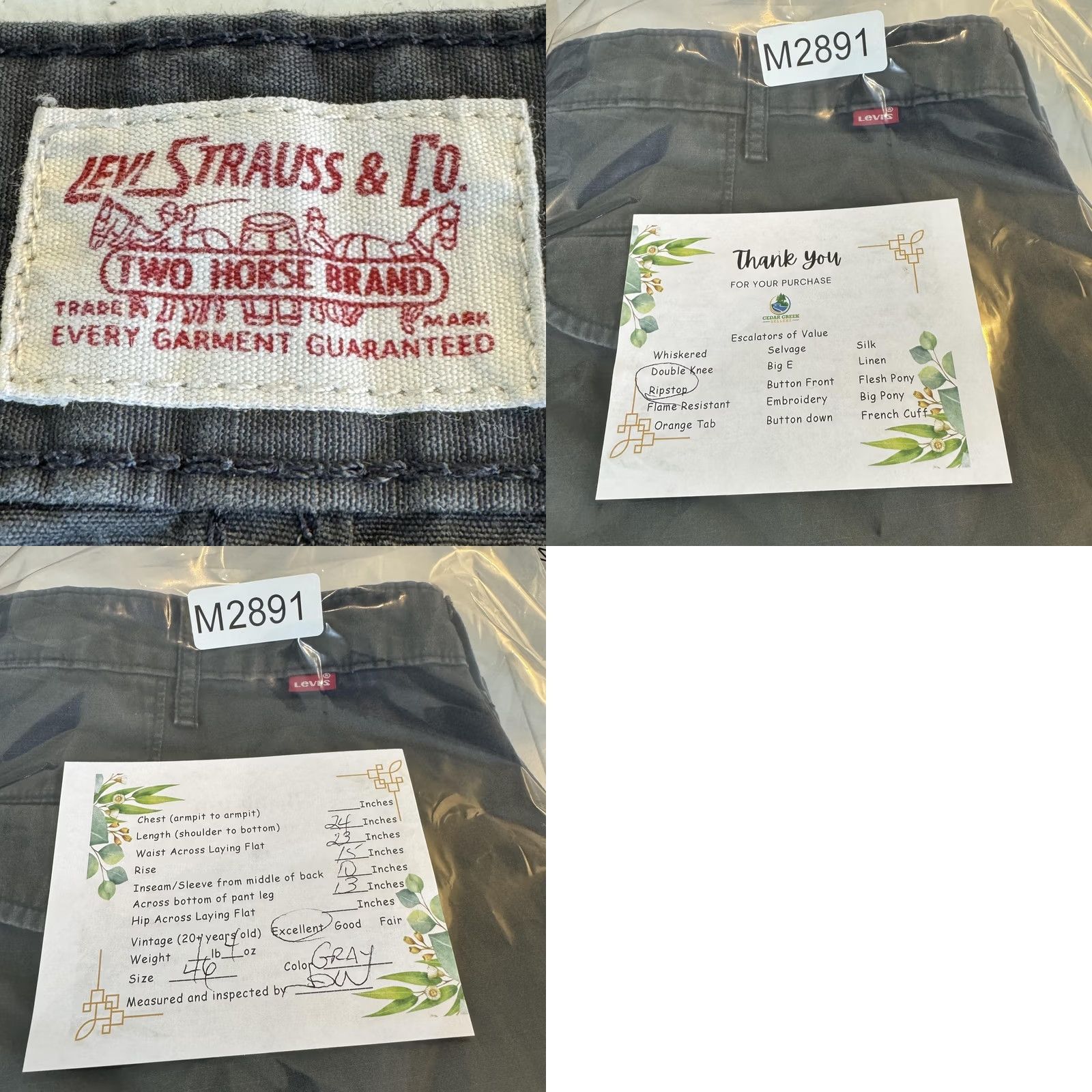 Levi's VINTAGE Levis Cargo Shorts Mens 46 Gray Cotton Relaxed Fit Multi Pocket Zip Fly Size US 30 / EU 46 - 8 Thumbnail