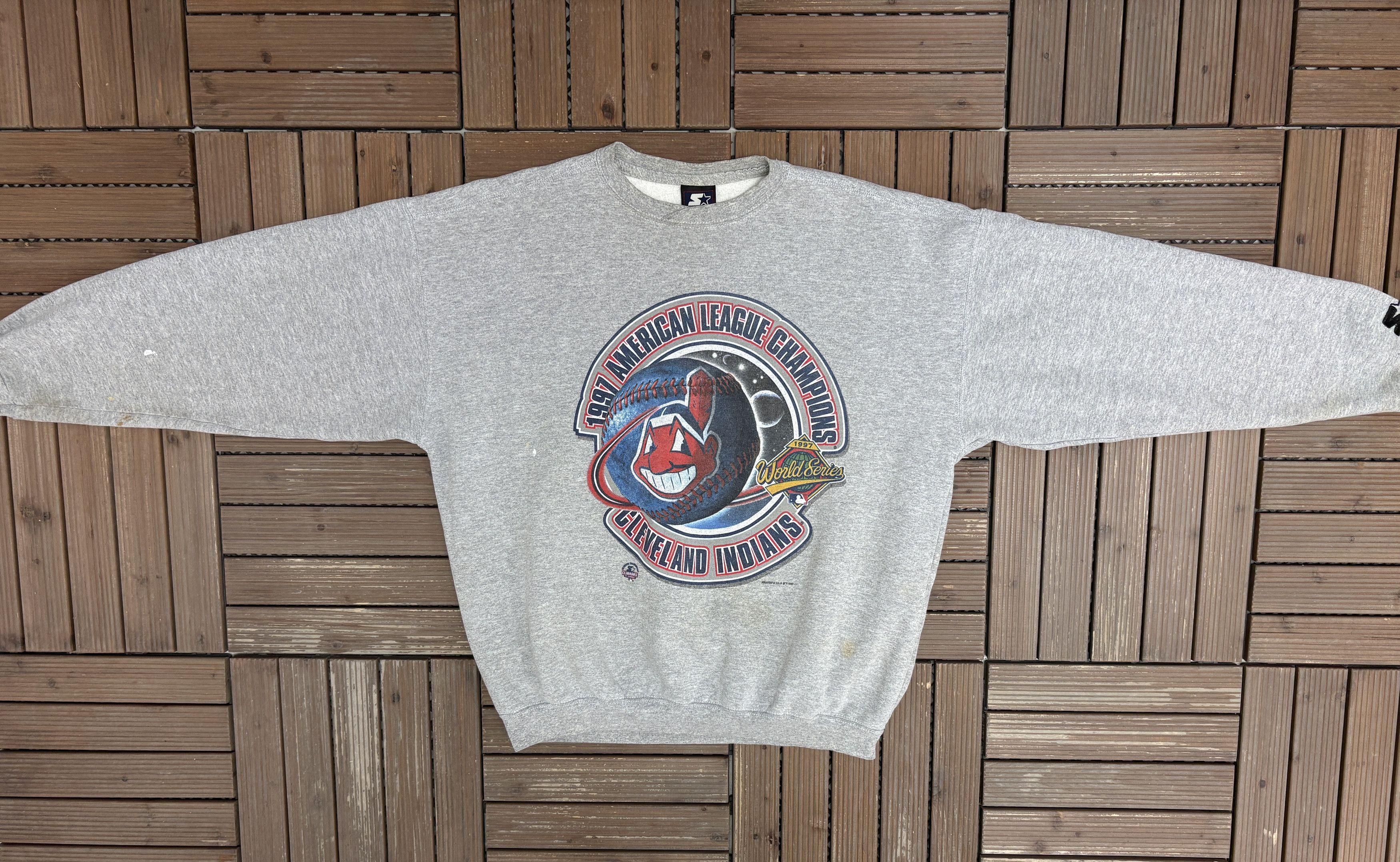 Starter Cleveland Indians AL Champions Vintage Crewneck Sweater Size US XL / EU 56 / 4 - 4 Thumbnail