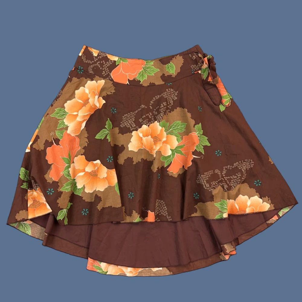 Vintage Roxy Skirt Women's 3 Brown Floral Kona Coast Boho Beach Festival Y2K Deadstock Size 26" / US 2 / IT 38 - 1 Thumbnail