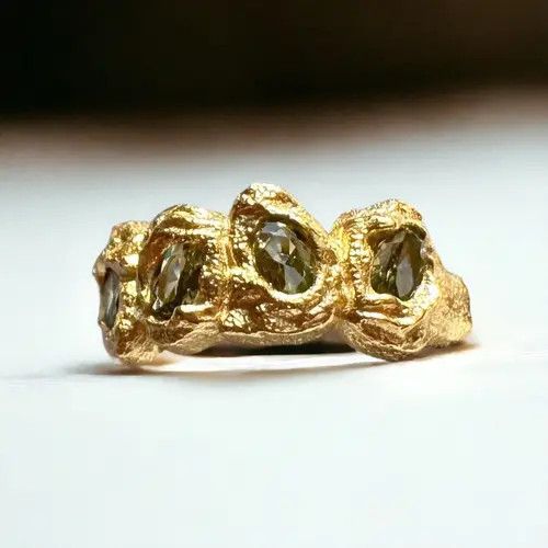 Jewelry Irregular chunky liquid ring, Gold nugget molten metal ring Size ONE SIZE - 3 Thumbnail