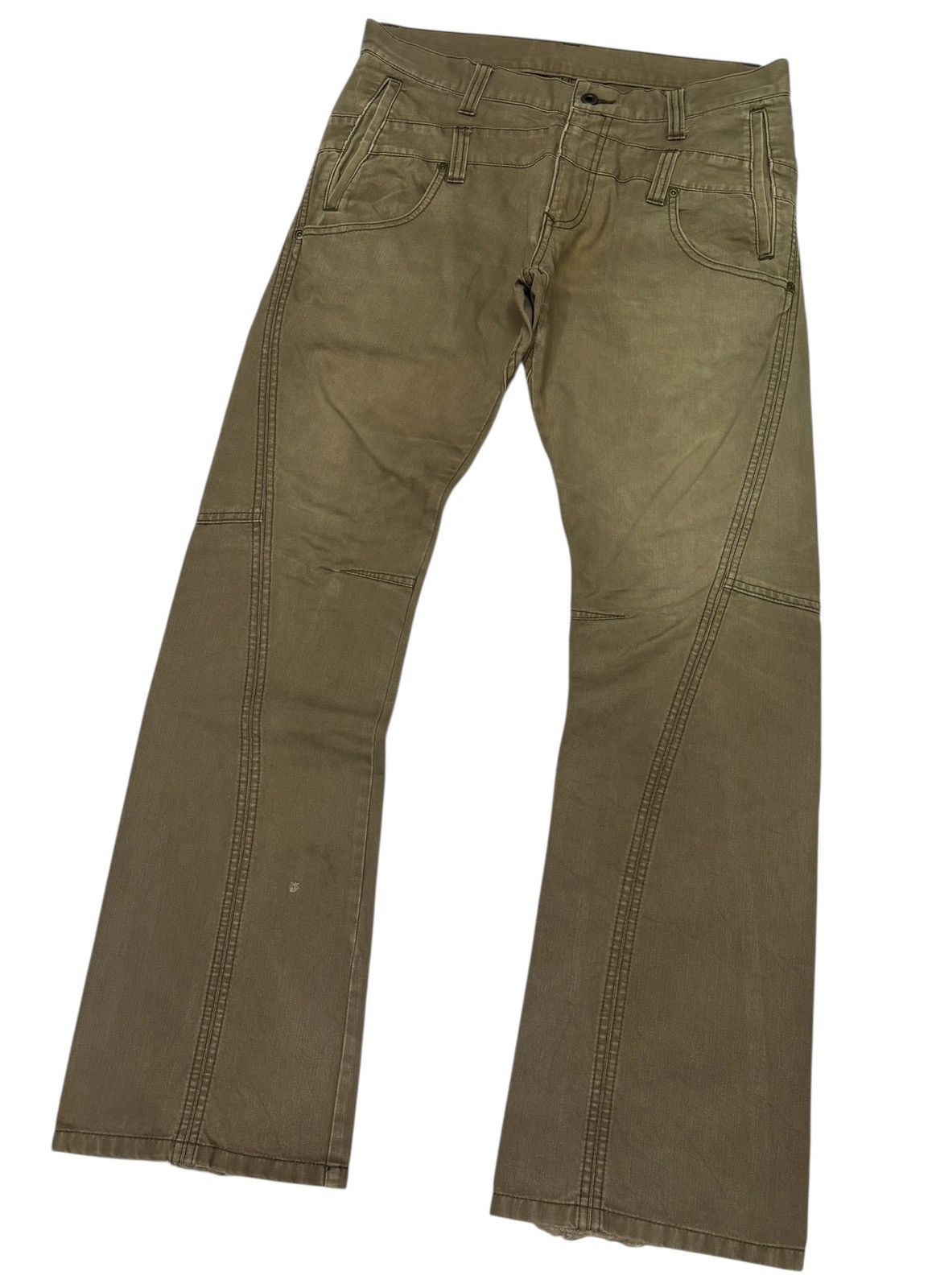 Tete Homme TETE HOMME FLARED DOUBLE WAIST CARGO PANTS Size US 34 / EU 50 - 3 Thumbnail