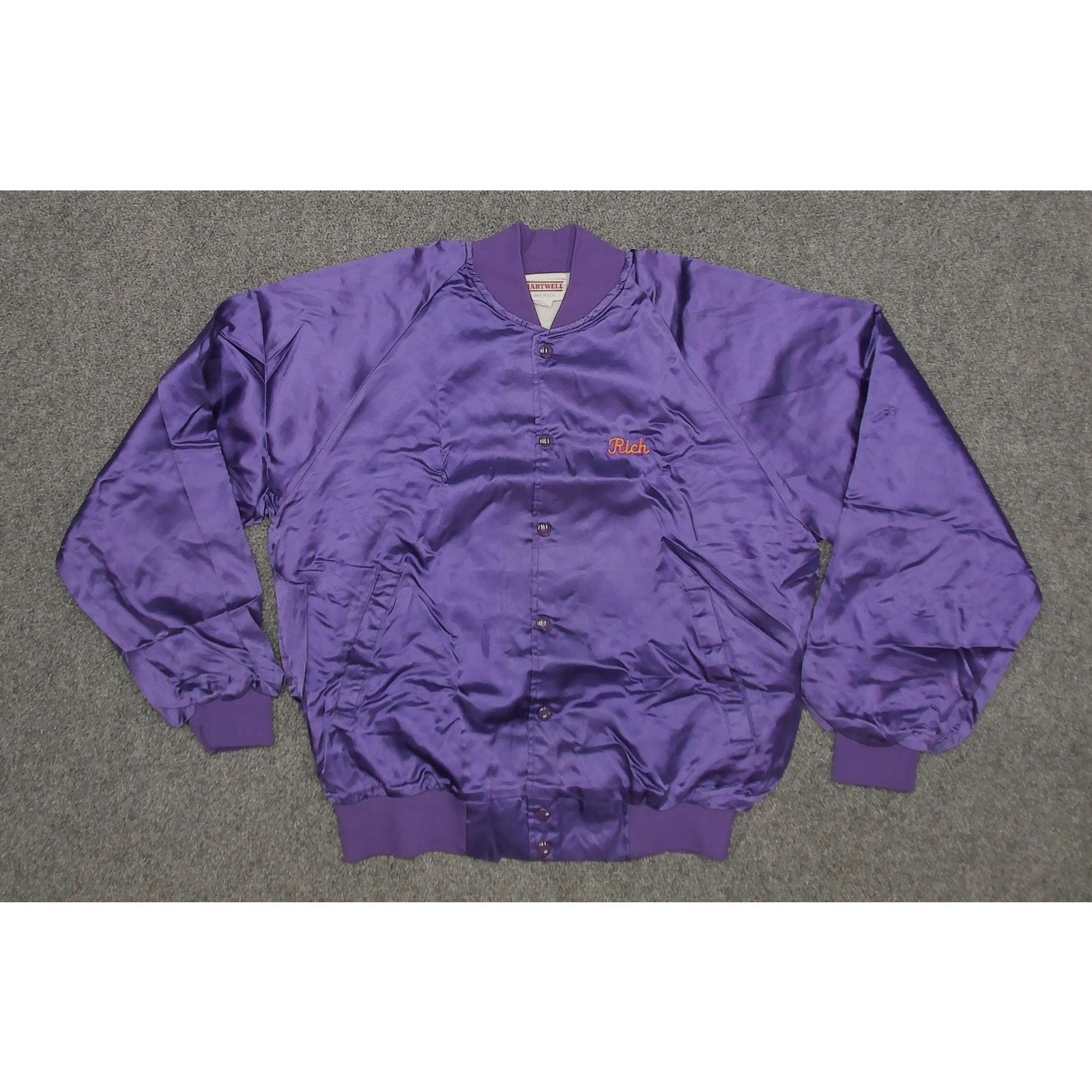 Vintage 80s Hartwell "South Pacific" Boxy Purple Satin Bomber Jacket Size US L / EU 52-54 / 3 - 4 Thumbnail