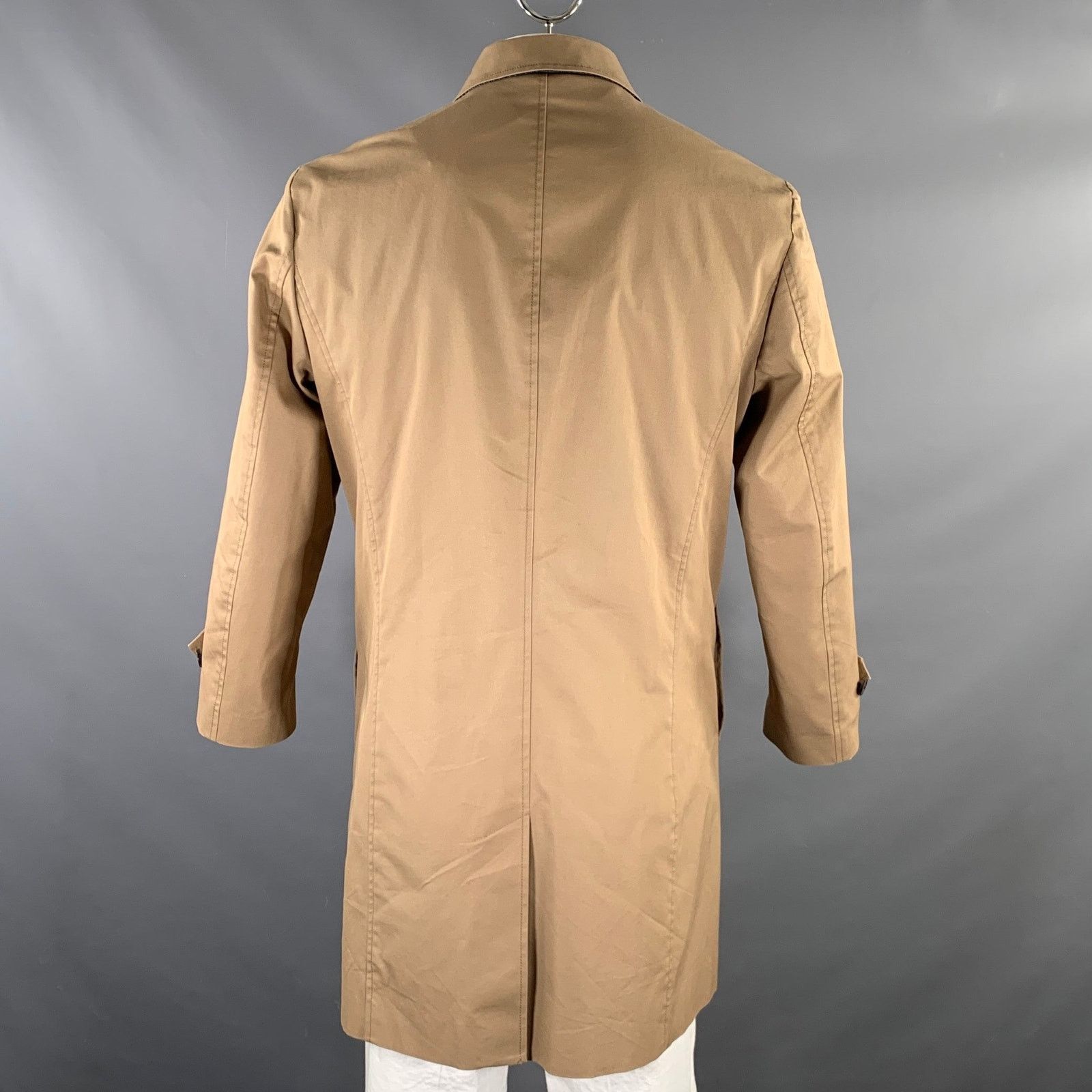 Ted Baker TED BAKER Size L Khaki Solid Cotton Polyamide Overcoat Coat Size US L / EU 52-54 / 3 - 3 Thumbnail