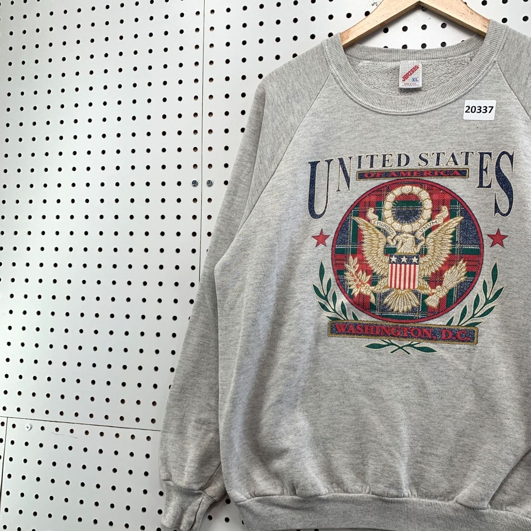 Jerzees VINTAGE United States Eagle Crest Logo Crew Neck Sweatshirt Gray XL Mens 90s Sweatshirt Size US XL / EU 56 / 4 - 3 Thumbnail