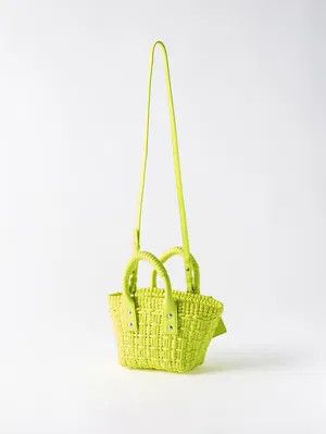 Balenciaga o1y0625 Size : OS / Double Handle Basket Bag in Lemon Green Size ONE SIZE - 4 Thumbnail