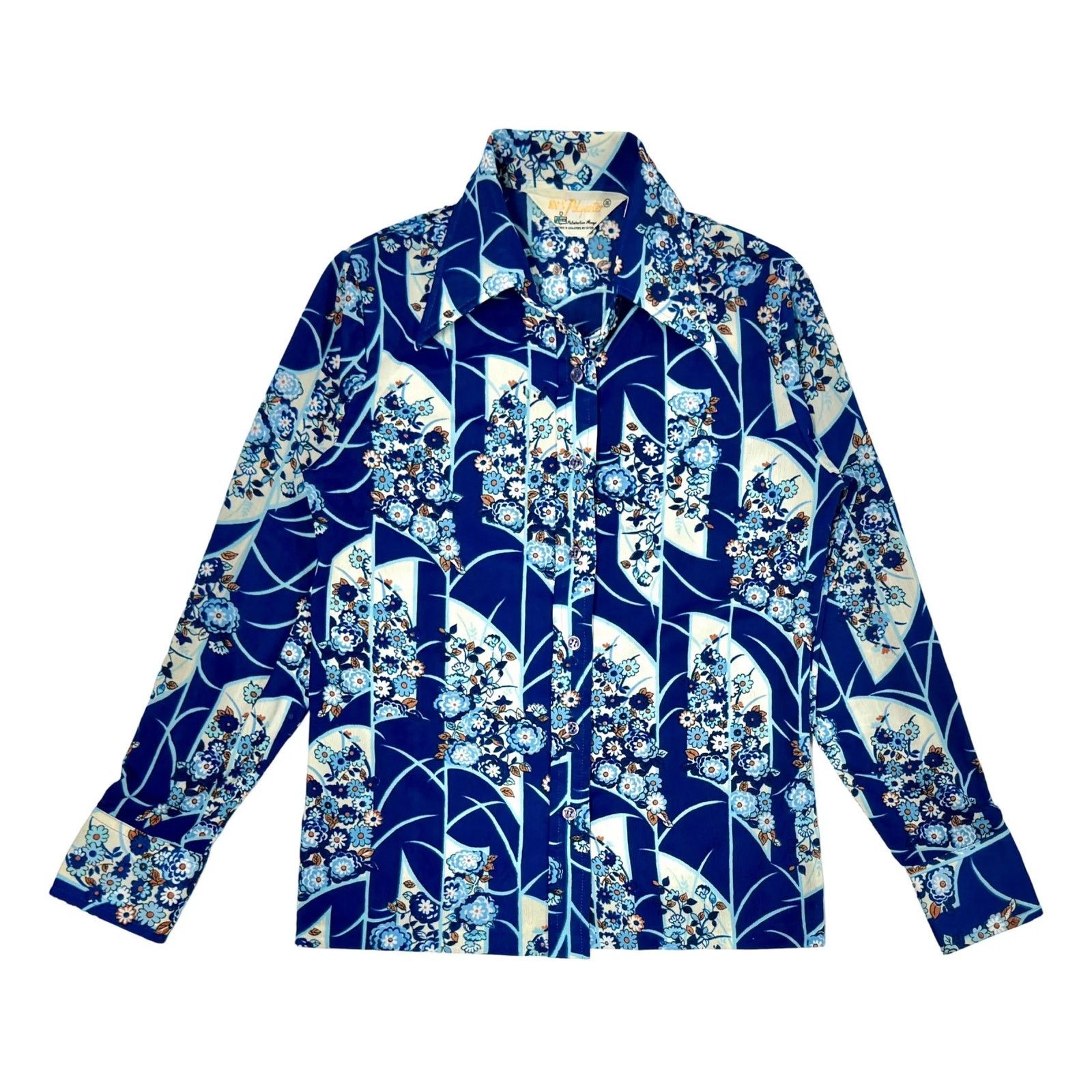 Disco Inferno 1970’S K MART CROPPED FLORAL KNIT DISCO L/S B.D. SHIRT Size XS / US 0-2 / IT 36-38 - 1 Thumbnail