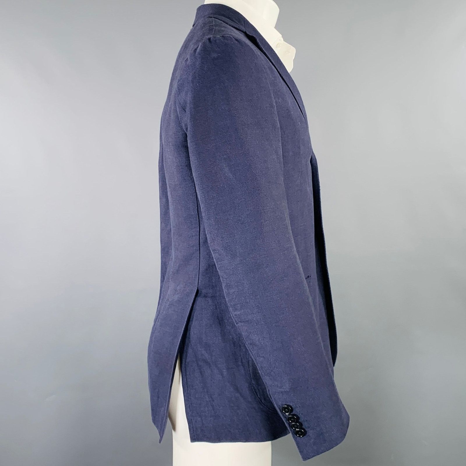 Other E. FORMICOLA 38 Blue Linen Cotton Single Breasted Jacket Size US M / EU 48-50 / 2 - 2 Thumbnail