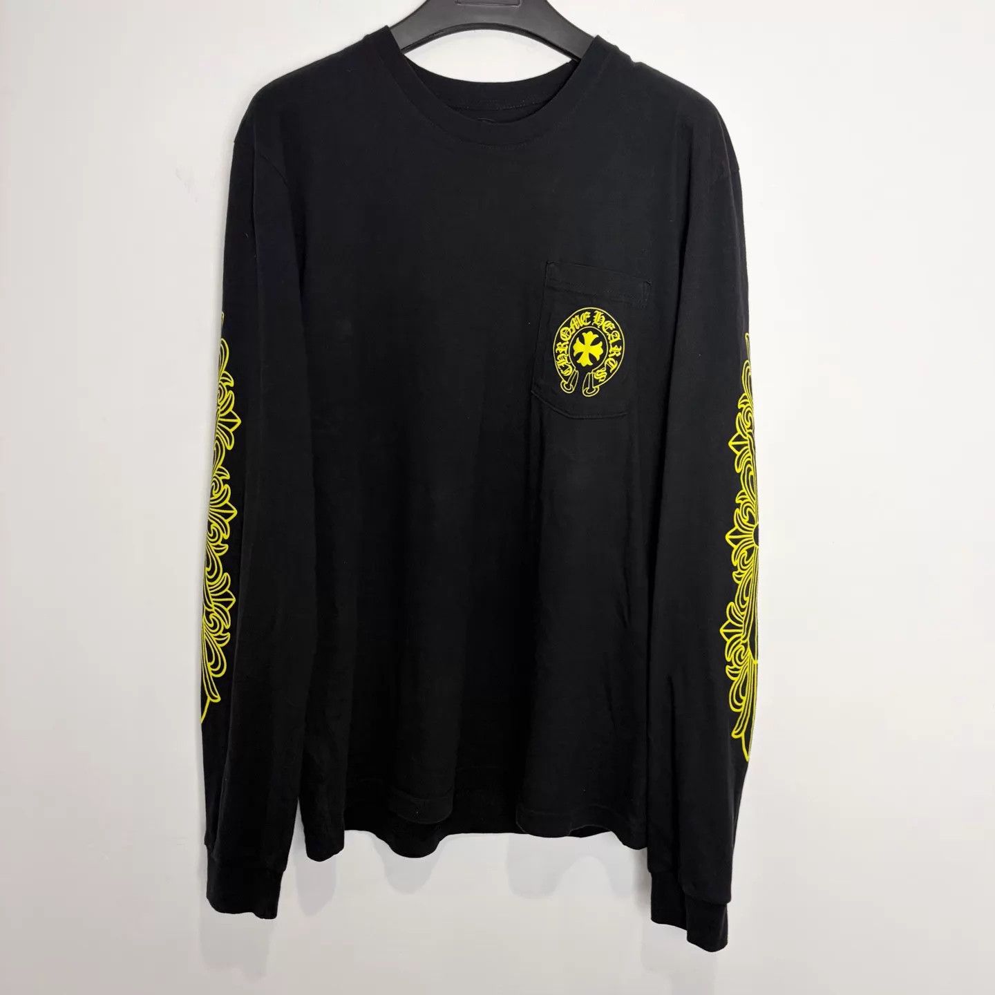 Chrome Hearts Chrome Hearts Black Long Sleeve T w/ Yellow Sanskrit on Back (L) Size US L / EU 52-54 / 3 - 1 Thumbnail