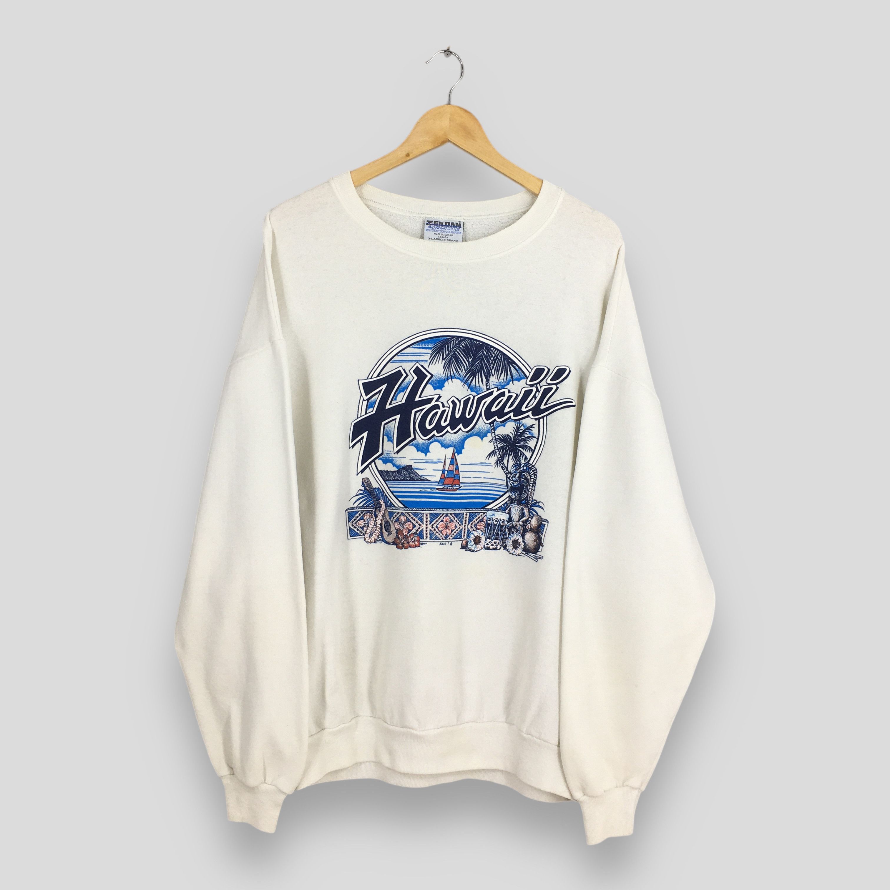 Other Vintage 90s Hawaii Aloha Honolulu White Sweatshirt XLarge Size US XL / EU 56 / 4 - 1 Thumbnail