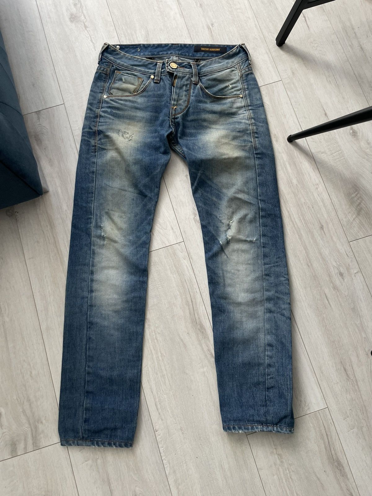 Takeshy Kurosawa Vintage Takeshy Kurosawa Japan Distressed Denim Jeans RARE Size US 32 / EU 48 - 2 Thumbnail