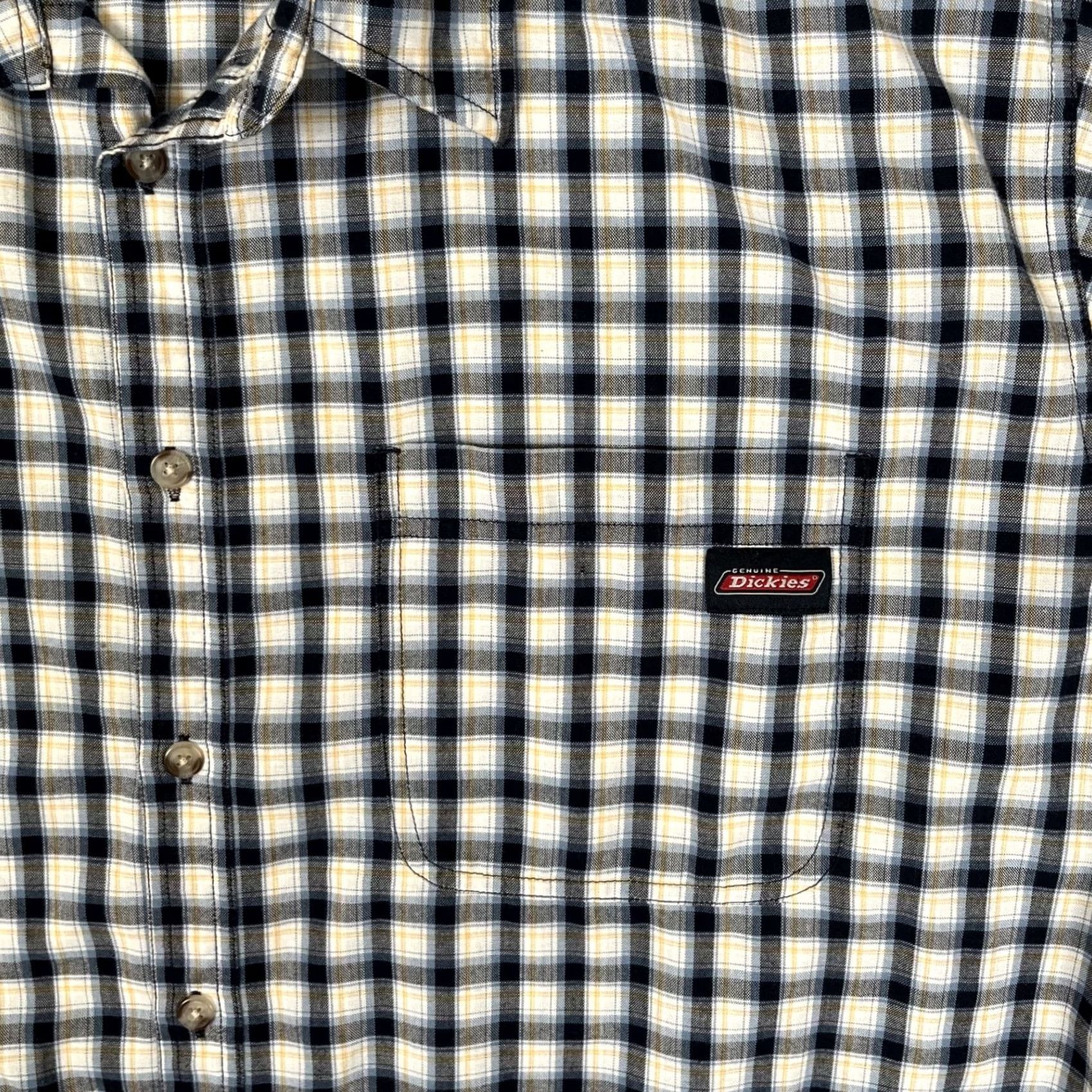 Dickies Dickies Shirt Mens 2XL Short Sleeve Button Front Check Blue White Casual Workwear Button-Up Pocketed Cotton Polyester Regular Size US XXL / EU 58 / 5 - 2 Thumbnail