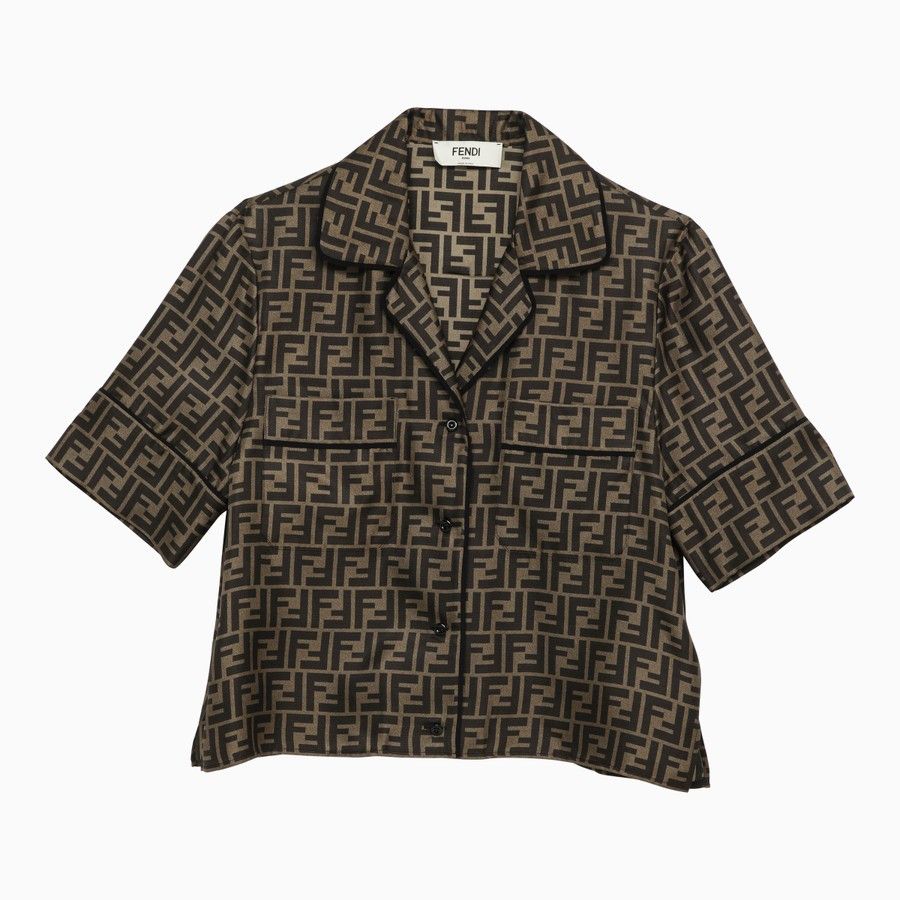 Fendi o1d2blof0824 Silk Pyjamas With FF Pattern in Brown Size S / US 4 / IT 40 - 1 Thumbnail