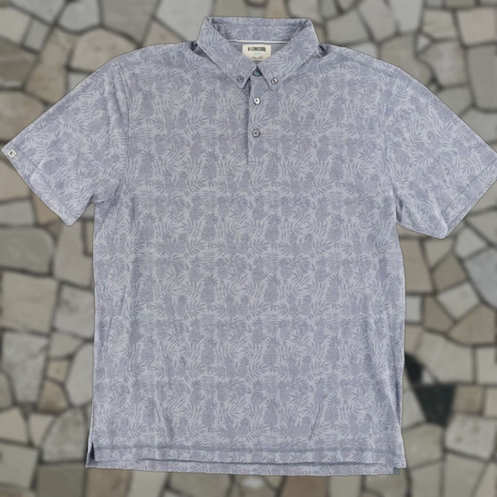 Vintage Linksoul Pineapple Pique Cotton Blend All Over Print Polo Shirt Gray Men's 2XL Size US XXL / EU 58 / 5 - 1 Thumbnail
