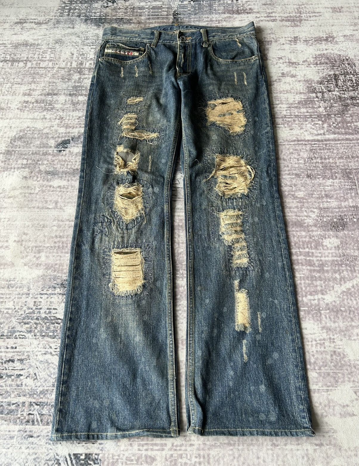 Tornado Mart Y2k Punk Distressed Nicole Jeans Size US 35 - 1 Thumbnail