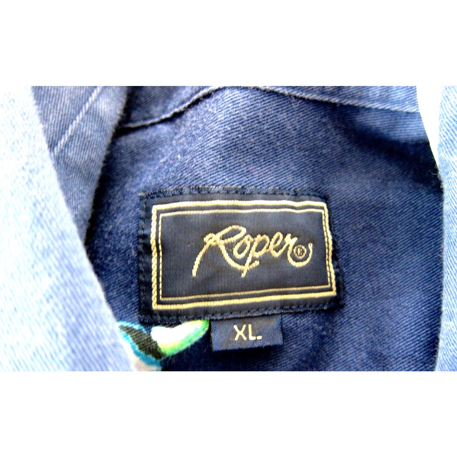 Roper Roper Shirt Men XL Blue Green Bull Skull Western Short Sleeve Button Down Rodeo Size US XL / EU 56 / 4 - 3 Thumbnail