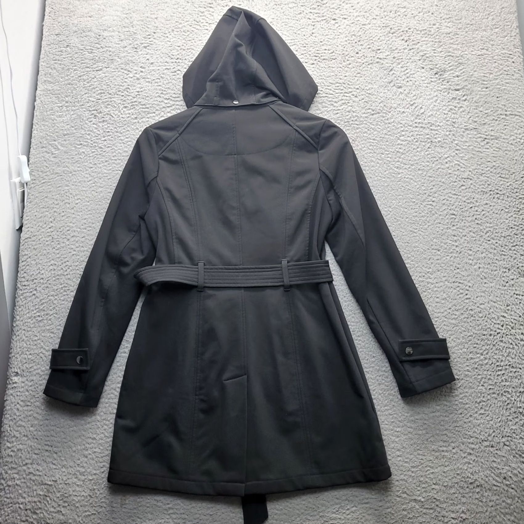 Vintage Sebby Coat Womens M Black Collection Trench Water Resistant Windproof Zip EUC Size M / US 6-8 / IT 42-44 - 2 Thumbnail