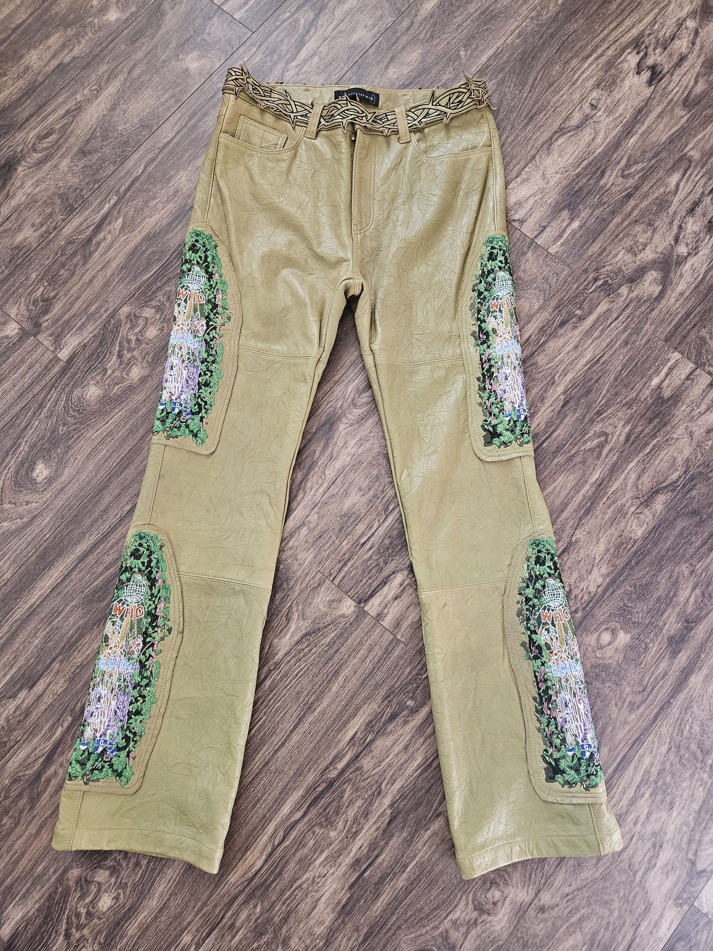Who Decides War Who Decides War Garden Glass Thorned Tan Leather Pants Size US 34 / EU 50 - 1 Thumbnail