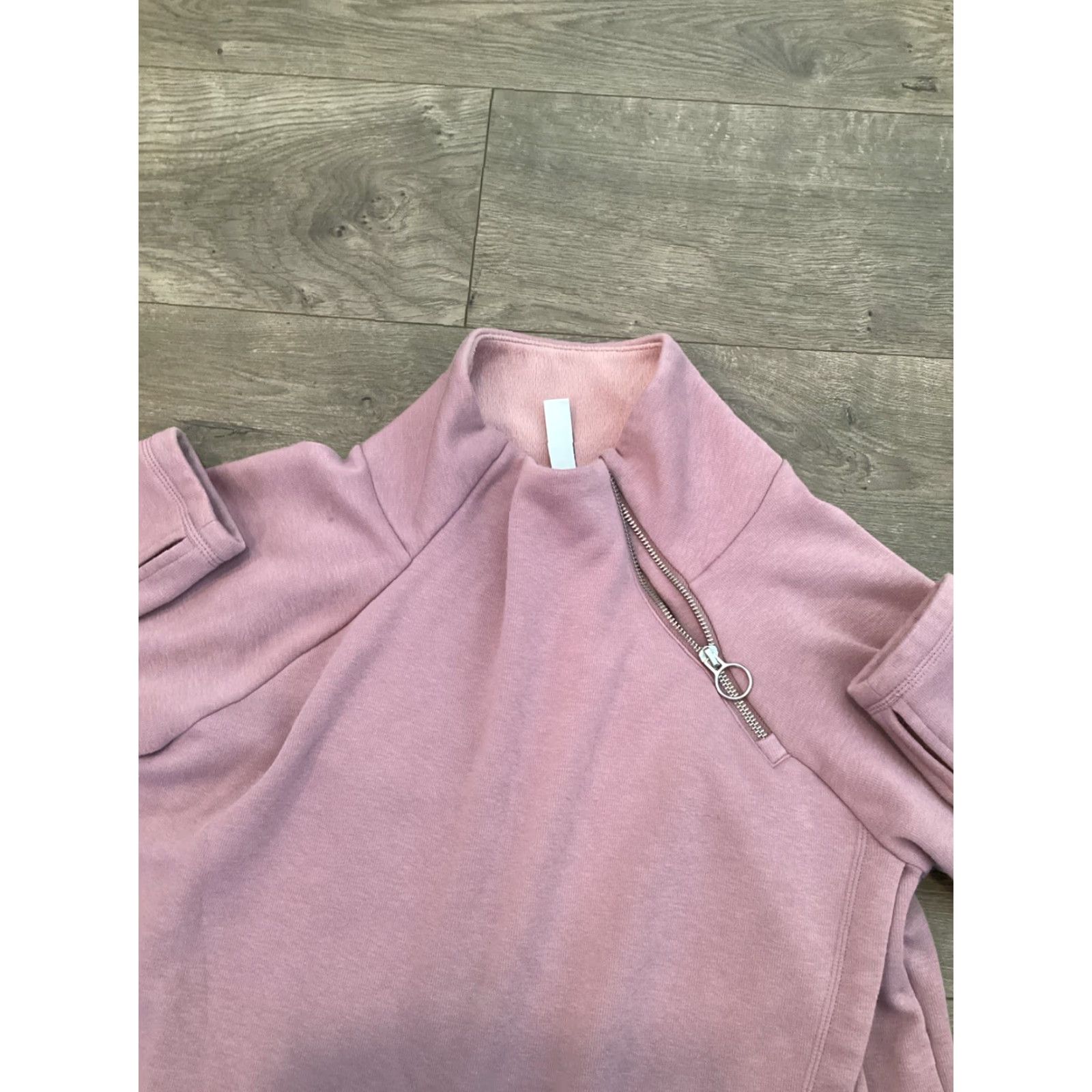 Athleta Athleta Sweatshirt Women ASYM Pullover Mock Neck S Dogwood Mauve Purple Ruffle Cozy Karma ASYM Pullover Size S / US 4 / IT 40 - 2 Thumbnail