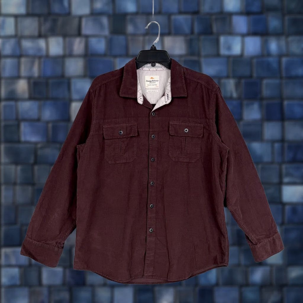Tommy Bahama Tommy Bahama Shirt Mens Large Burgundy Corduroy Long Sleeve Island Modern Fit Size US L / EU 52-54 / 3 - 1 Thumbnail