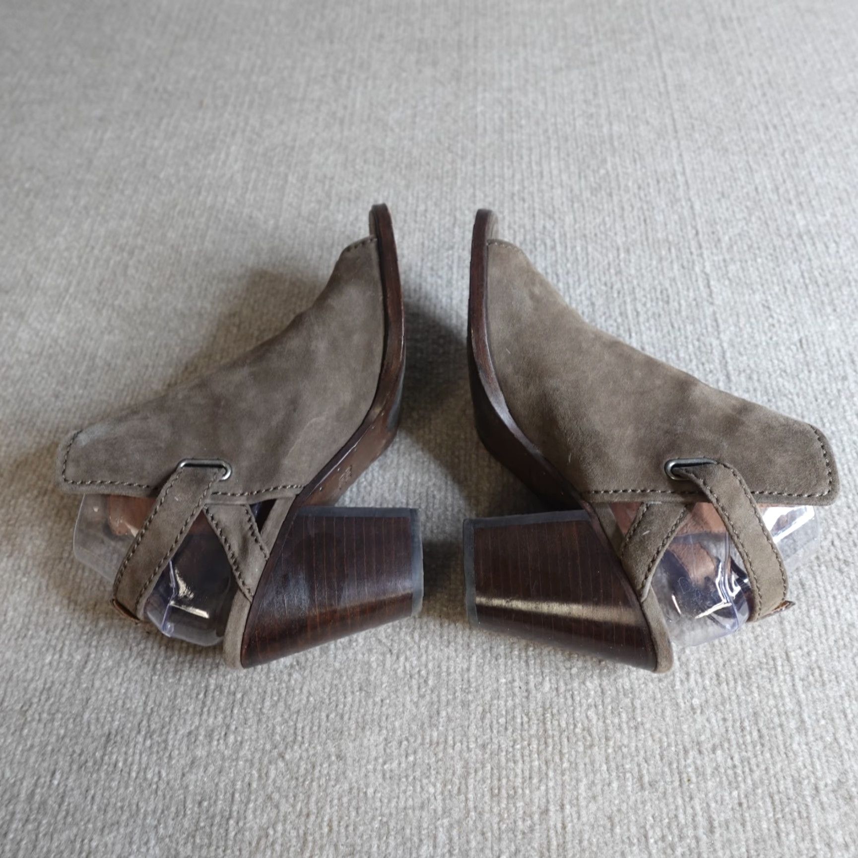 Frye FRYE Women's Boots 9M Brown Beige Suede Dani Sling Heeled Open Toe Sandals Boots Shoes Shoe Sandals Size US 9 / IT 39 - 4 Thumbnail
