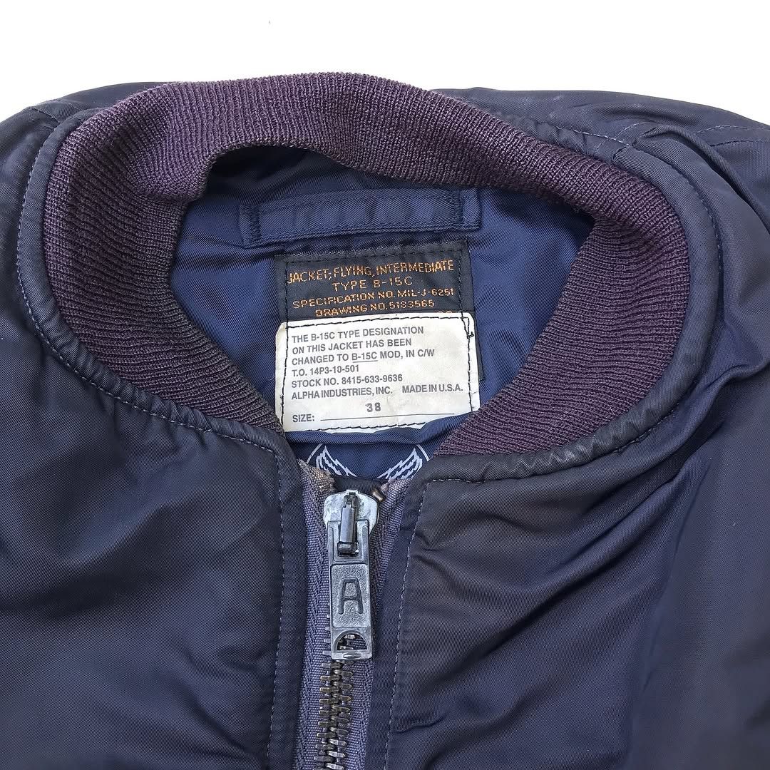 Alpha Industries Vintage Alpha Industries B-15C Flight Jacket Navy 50s Mod Size US M / EU 48-50 / 2 - 10 Thumbnail