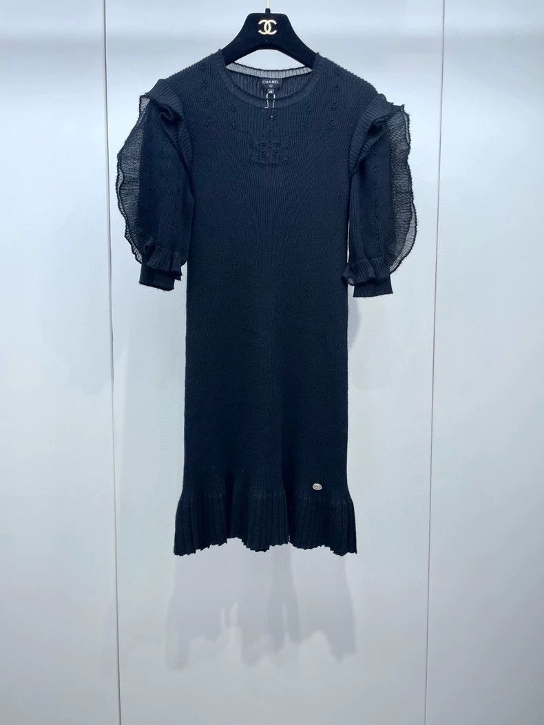 Chanel Chanel Black Ruffle Knit Dress-dmc Size US 38 / EU 54 - 1 Thumbnail